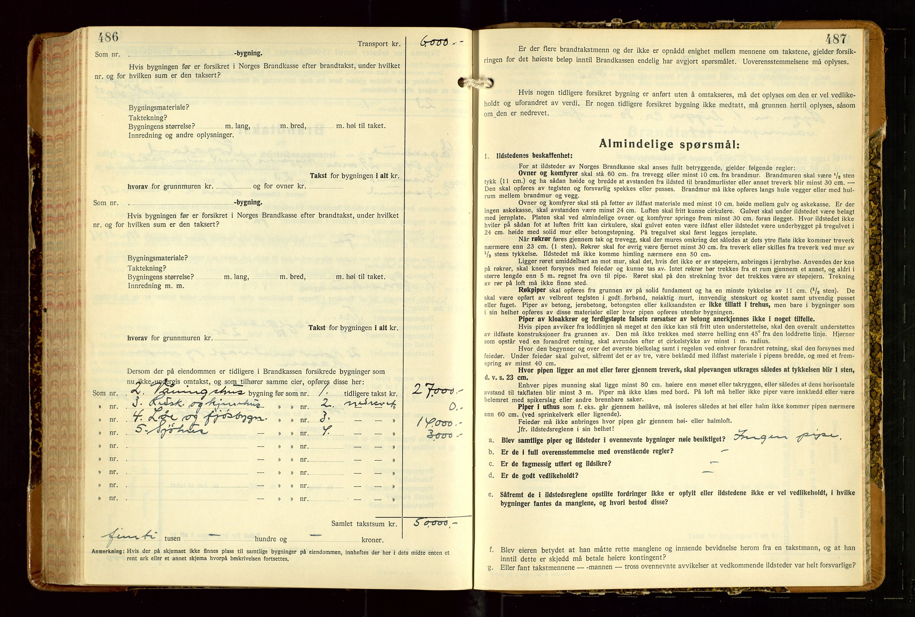 Eigersund lensmannskontor, AV/SAST-A-100171/Gob/L0007: "Brandtakstprotokoll", 1938-1955, p. 486-487