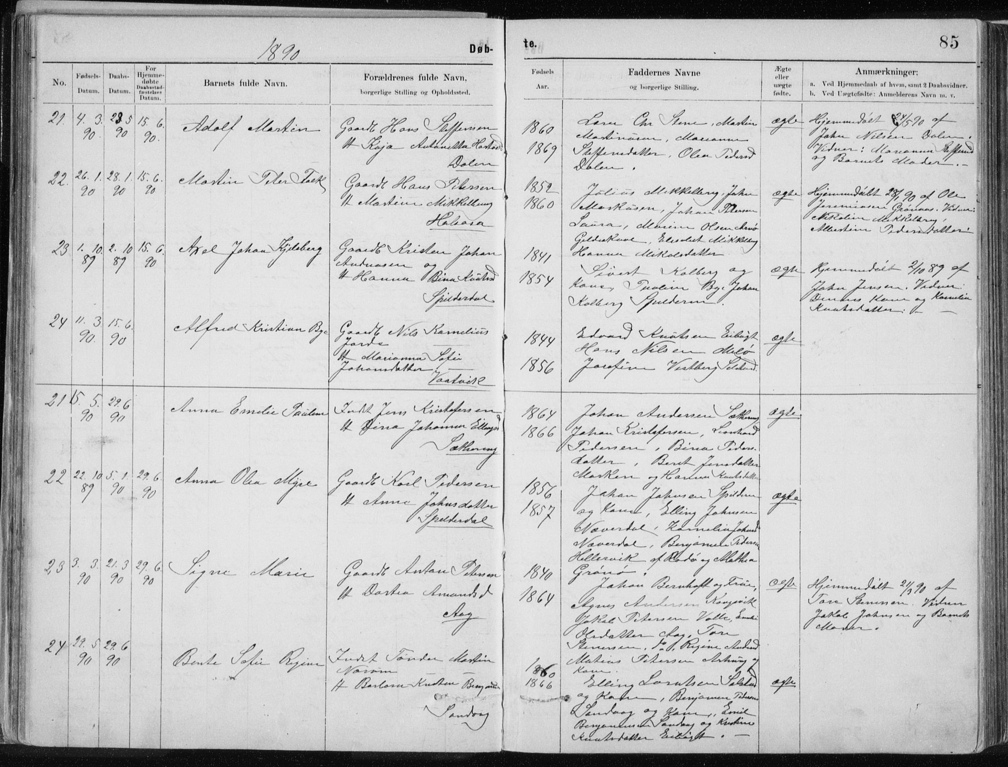 Ministerialprotokoller, klokkerbøker og fødselsregistre - Nordland, SAT/A-1459/843/L0636: Parish register (copy) no. 843C05, 1884-1909, p. 85