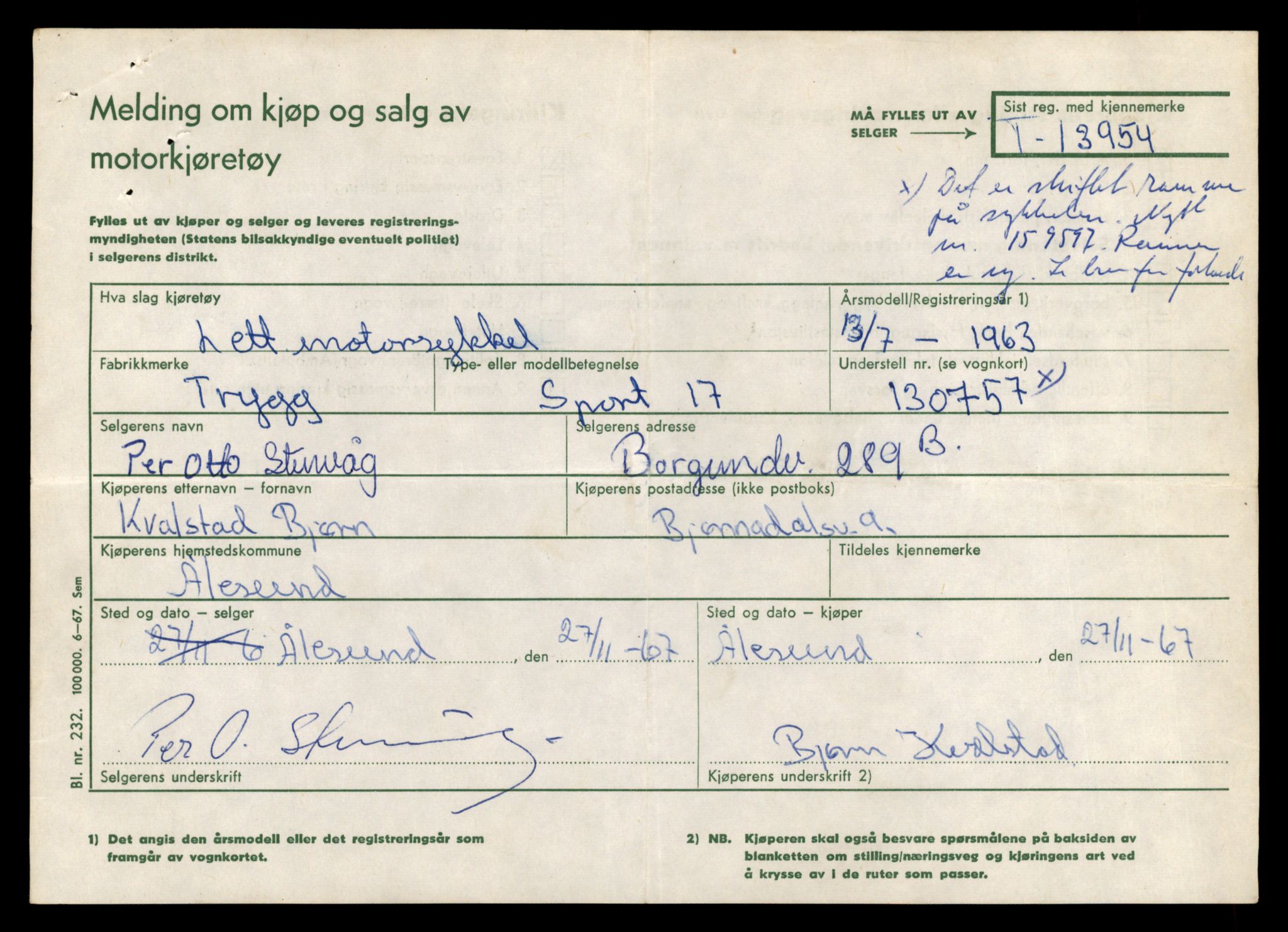Møre og Romsdal vegkontor - Ålesund trafikkstasjon, AV/SAT-A-4099/F/Fe/L0042: Registreringskort for kjøretøy T 13906 - T 14079, 1927-1998, p. 829