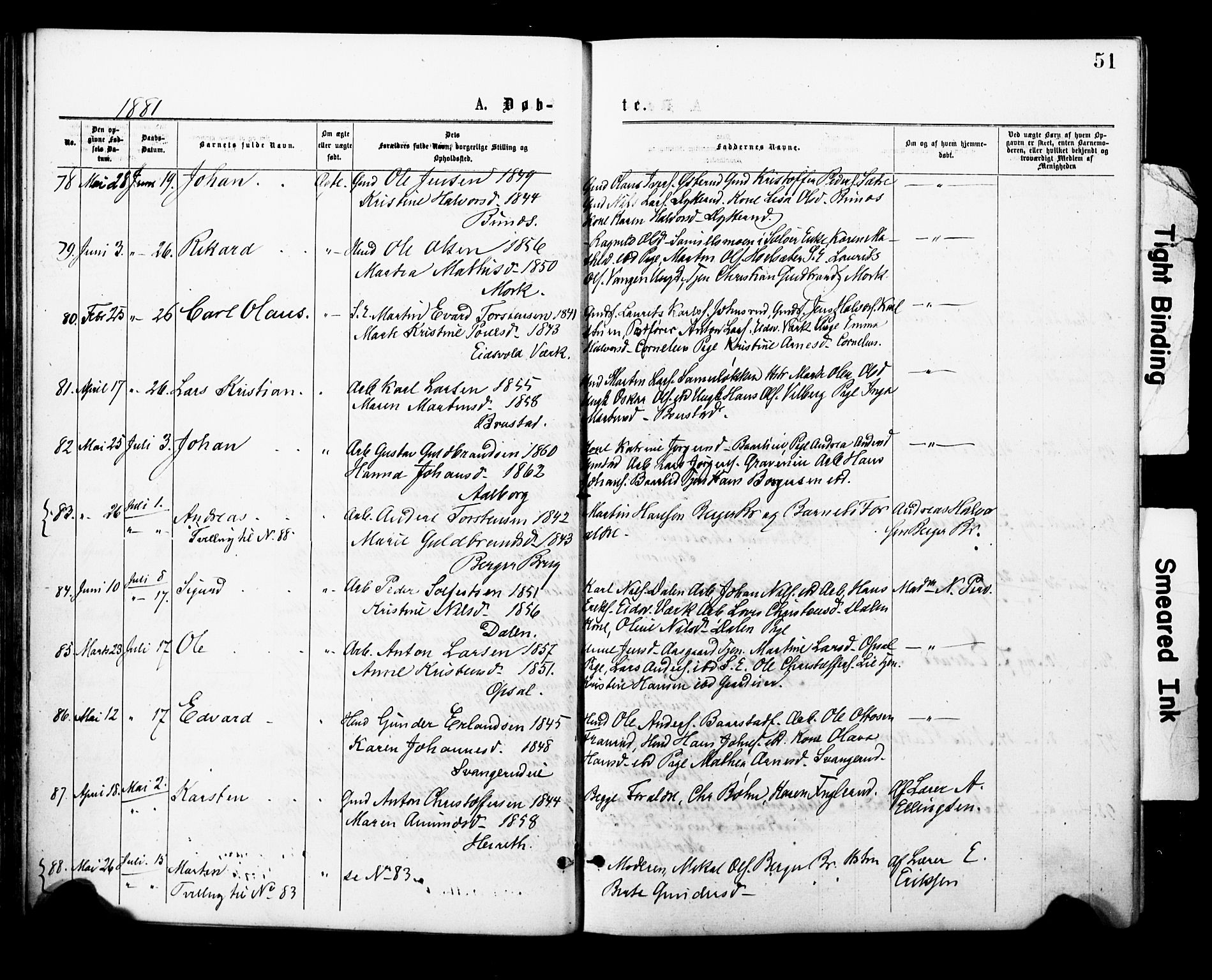 Eidsvoll prestekontor Kirkebøker, AV/SAO-A-10888/F/Fa/L0001: Parish register (official) no. I 1, 1877-1881, p. 51