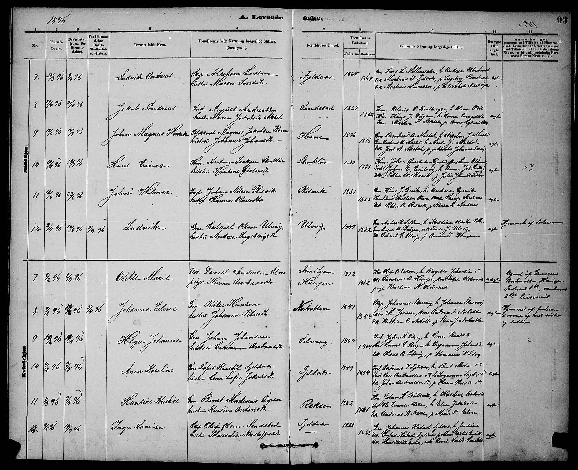 Ministerialprotokoller, klokkerbøker og fødselsregistre - Sør-Trøndelag, SAT/A-1456/637/L0562: Parish register (copy) no. 637C03, 1883-1898, p. 93