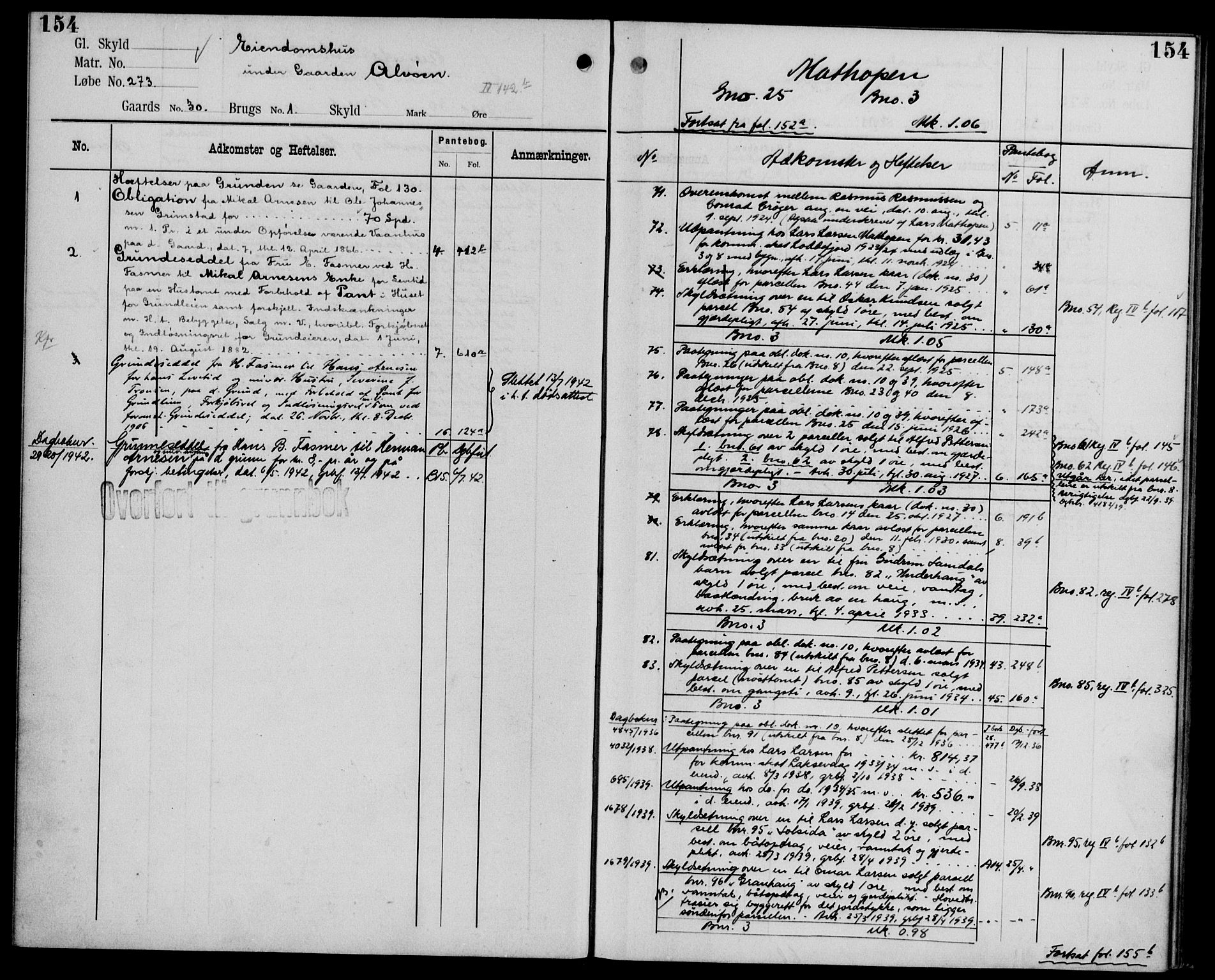 Midhordland sorenskriveri, AV/SAB-A-3001/1/G/Ga/Gab/L0106: Mortgage register no. II.A.b.106, p. 154