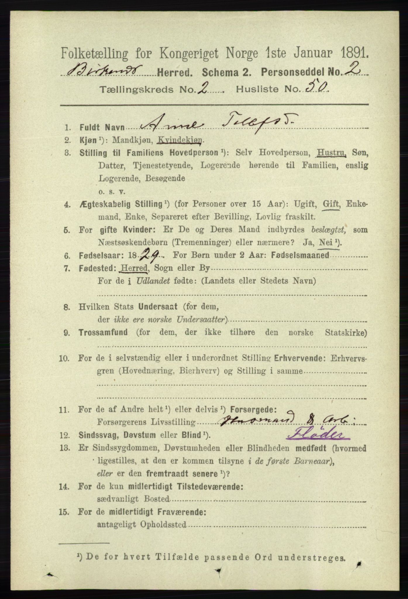 RA, 1891 Census for 0928 Birkenes, 1891, p. 775