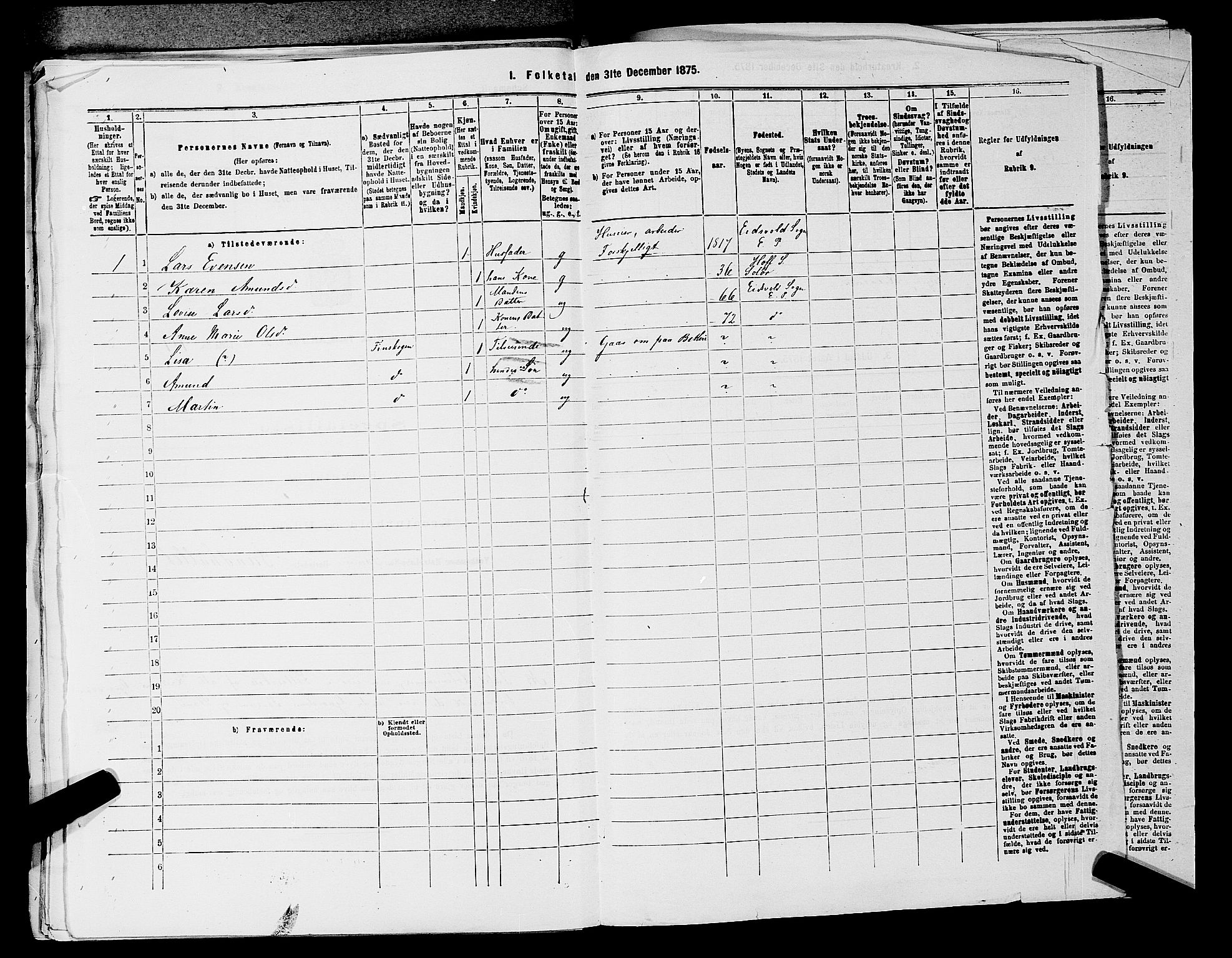 RA, 1875 census for 0237P Eidsvoll, 1875, p. 2281