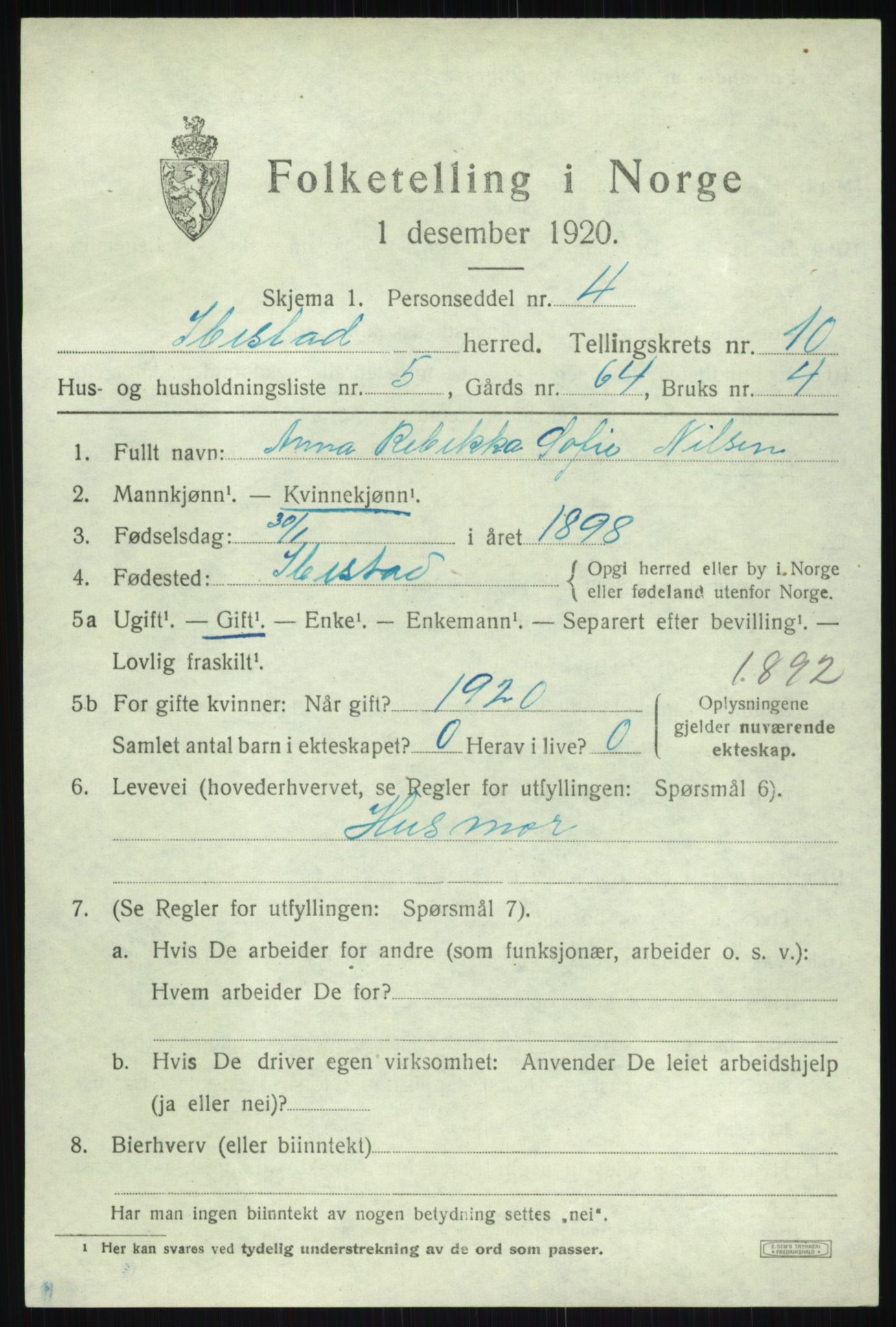 SATØ, 1920 census for Ibestad, 1920, p. 5669