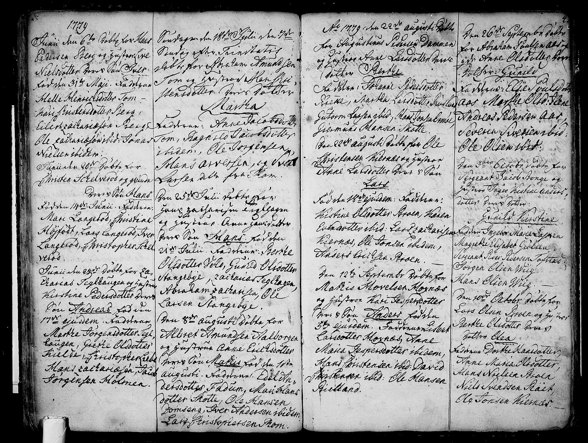 Sem kirkebøker, SAKO/A-5/F/Fa/L0002: Parish register (official) no. I 2, 1764-1798, p. 43