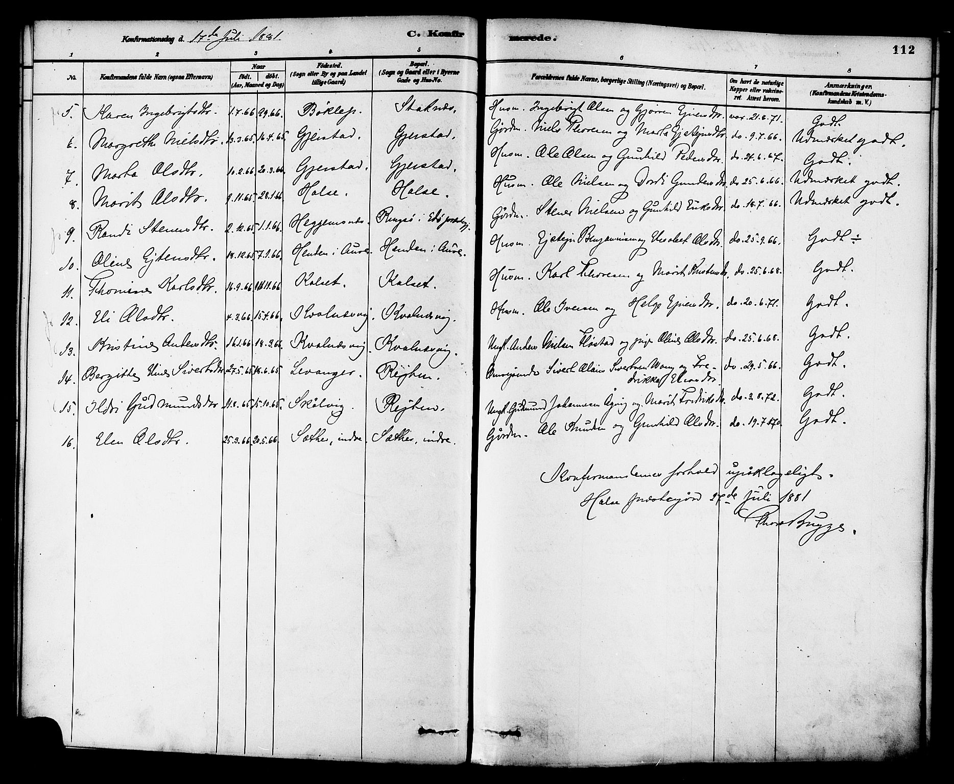 Ministerialprotokoller, klokkerbøker og fødselsregistre - Møre og Romsdal, AV/SAT-A-1454/576/L0885: Parish register (official) no. 576A03, 1880-1898, p. 112