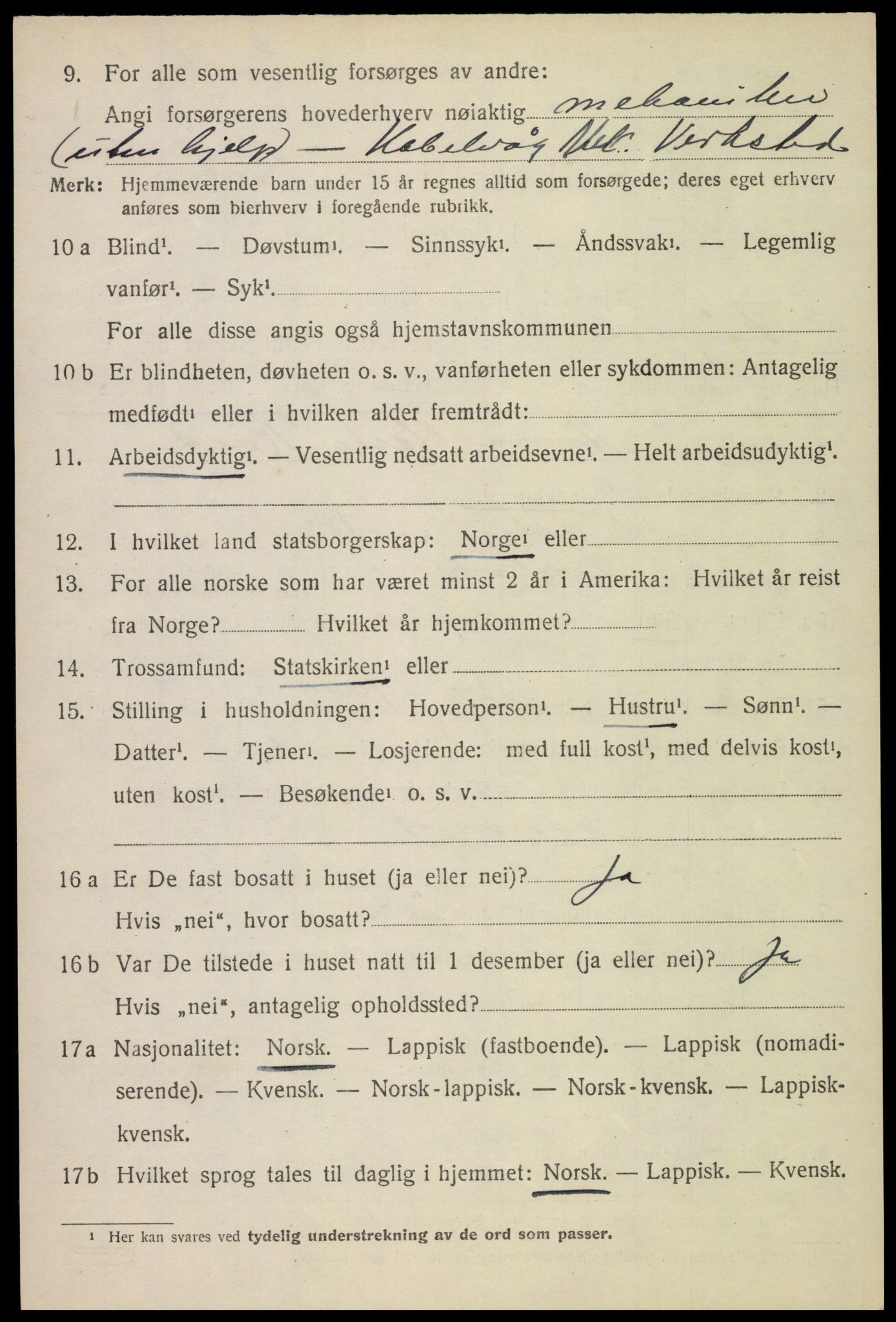 SAT, 1920 census for Vågan, 1920, p. 5512