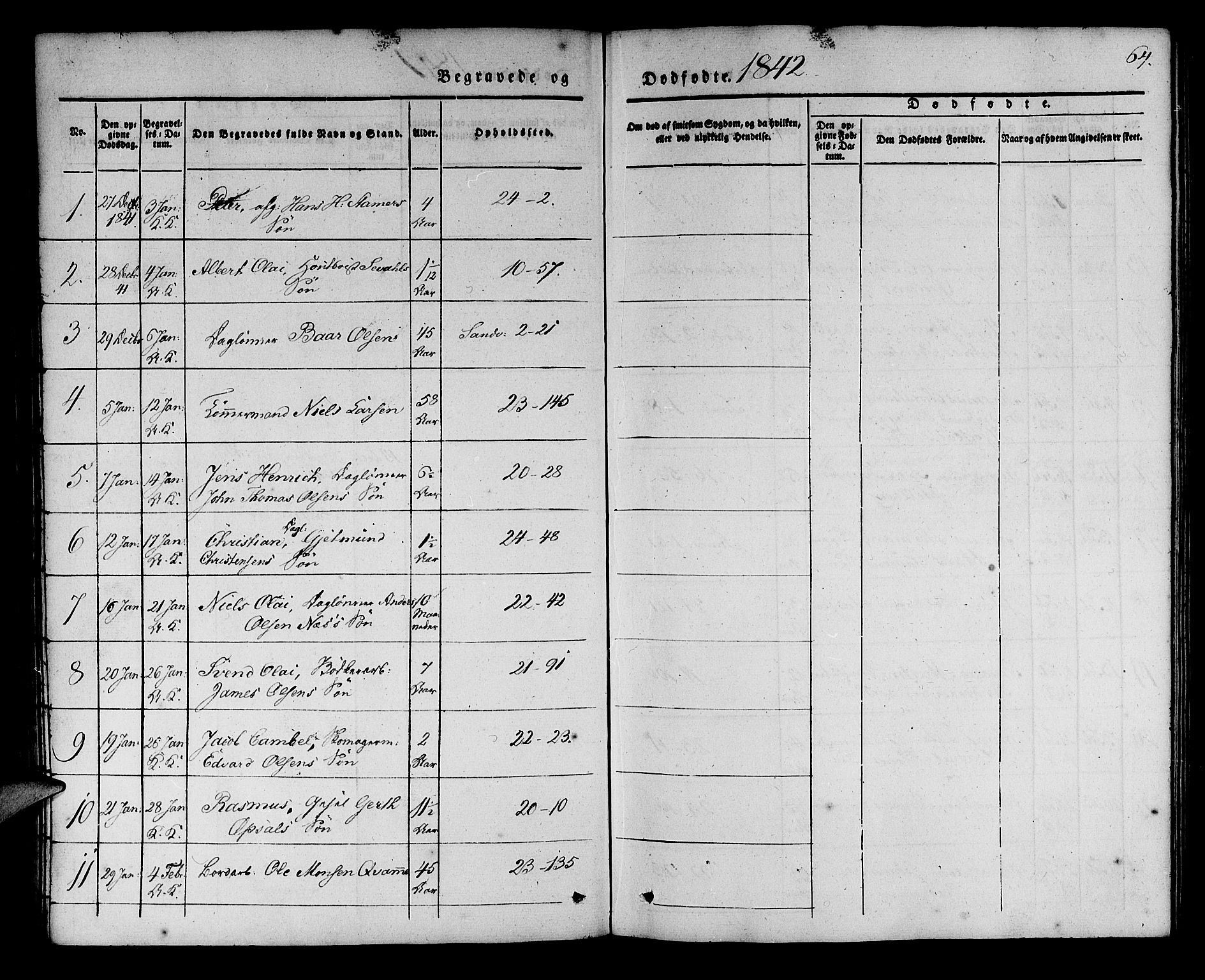 Korskirken sokneprestembete, SAB/A-76101/H/Haa/L0043: Parish register (official) no. E 1, 1834-1848, p. 64