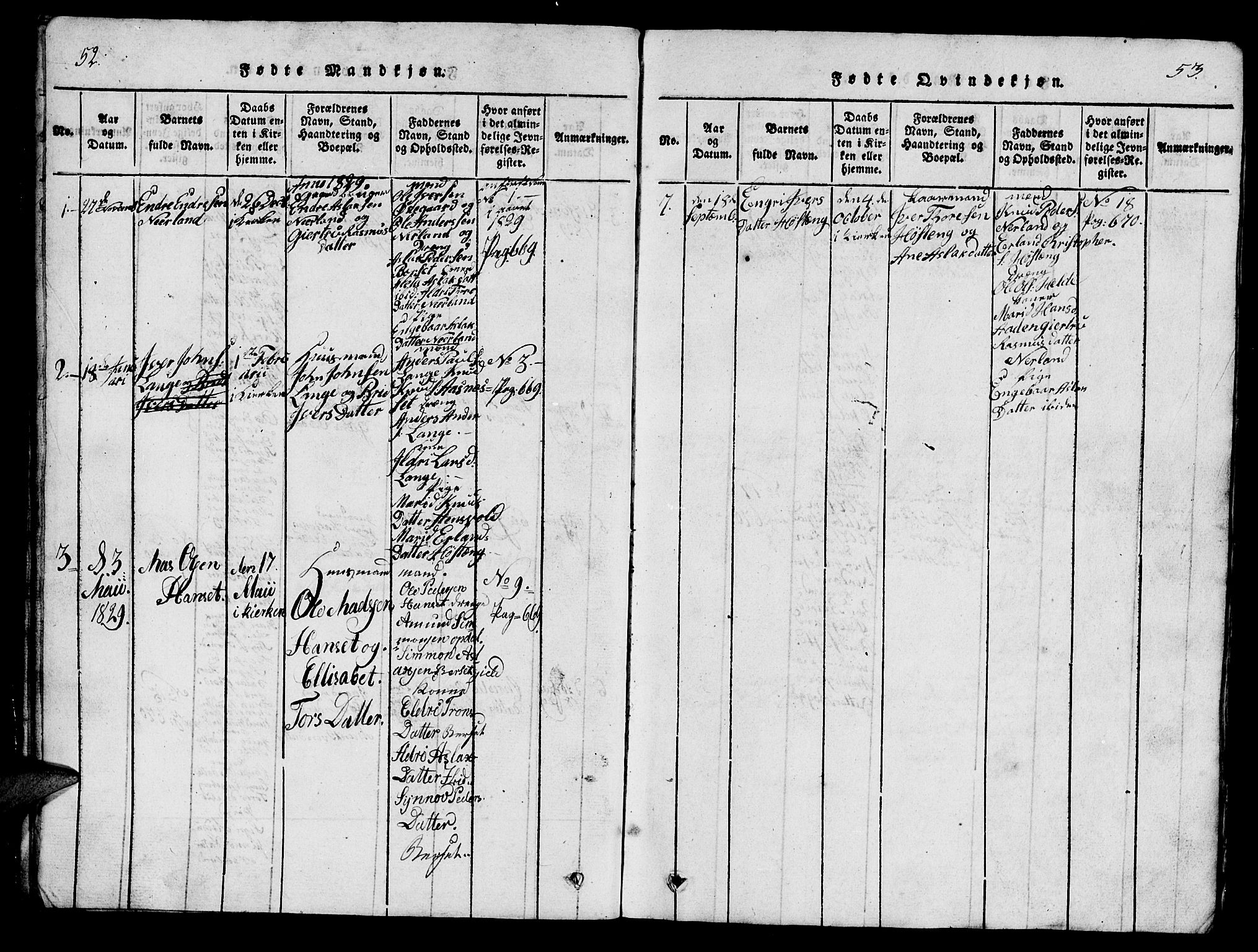 Ministerialprotokoller, klokkerbøker og fødselsregistre - Møre og Romsdal, SAT/A-1454/554/L0644: Parish register (copy) no. 554C01, 1818-1851, p. 52-53