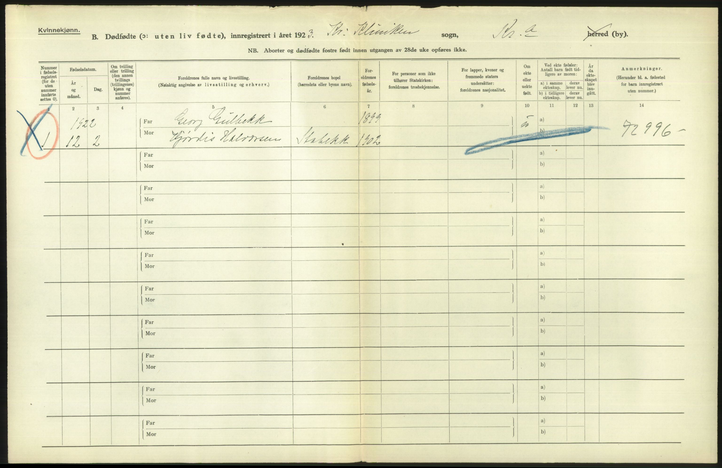 Statistisk sentralbyrå, Sosiodemografiske emner, Befolkning, AV/RA-S-2228/D/Df/Dfc/Dfcc/L0010: Kristiania: Døde, dødfødte, 1923, p. 88