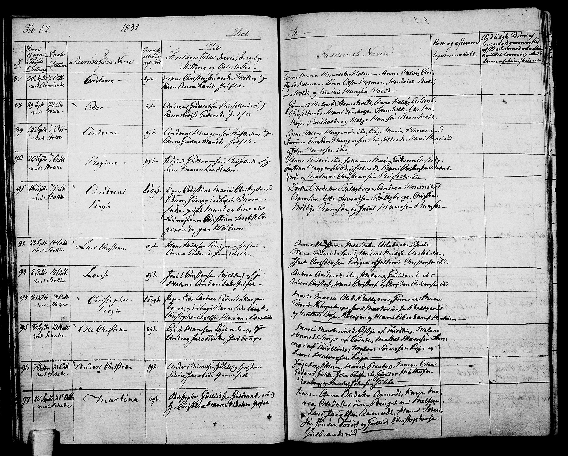Stokke kirkebøker, SAKO/A-320/F/Fa/L0006: Parish register (official) no. I 6, 1826-1843, p. 52
