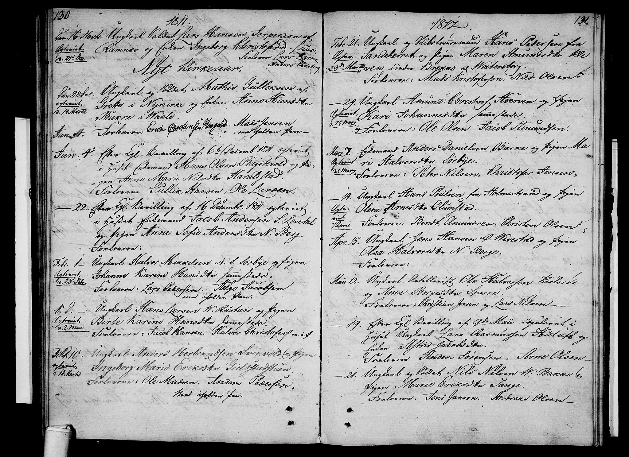 Våle kirkebøker, SAKO/A-334/F/Fa/L0006: Parish register (official) no. I 6, 1808-1814, p. 130-131