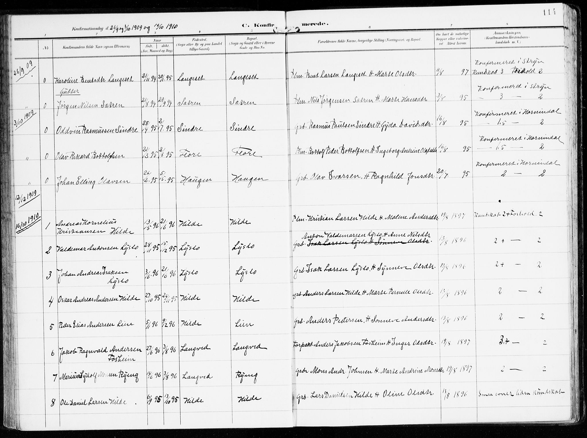 Innvik sokneprestembete, AV/SAB-A-80501: Parish register (official) no. B 2, 1903-1929, p. 114