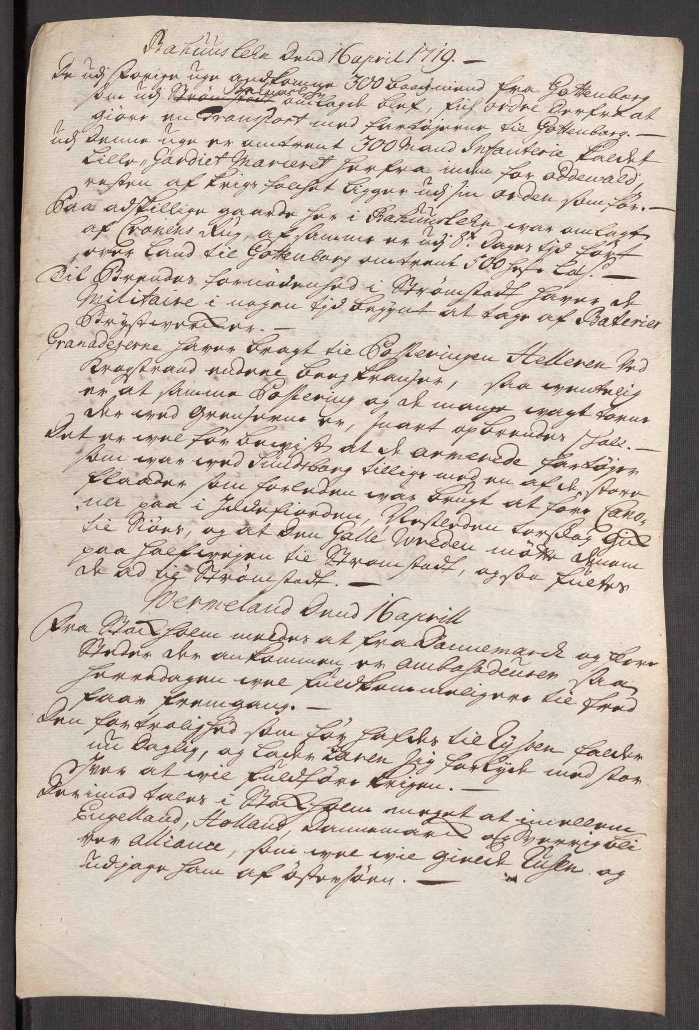 Kommanderende general (KG I) med Det norske krigsdirektorium, AV/RA-EA-5419/E/Eb/L0012: Kunnskap om fienden, kronologisk ordnet, 1718-1719, p. 650