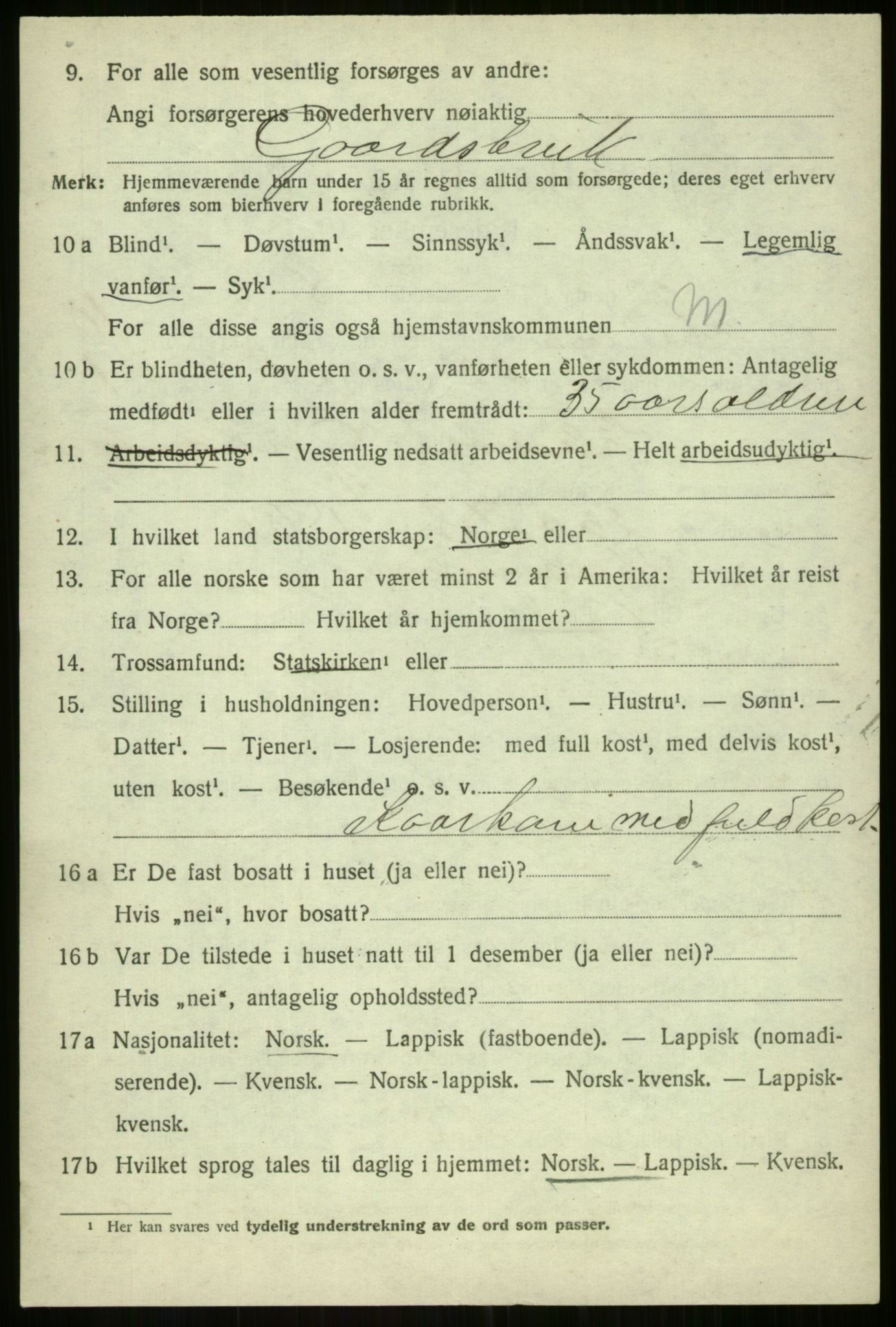SATØ, 1920 census for Malangen, 1920, p. 4080