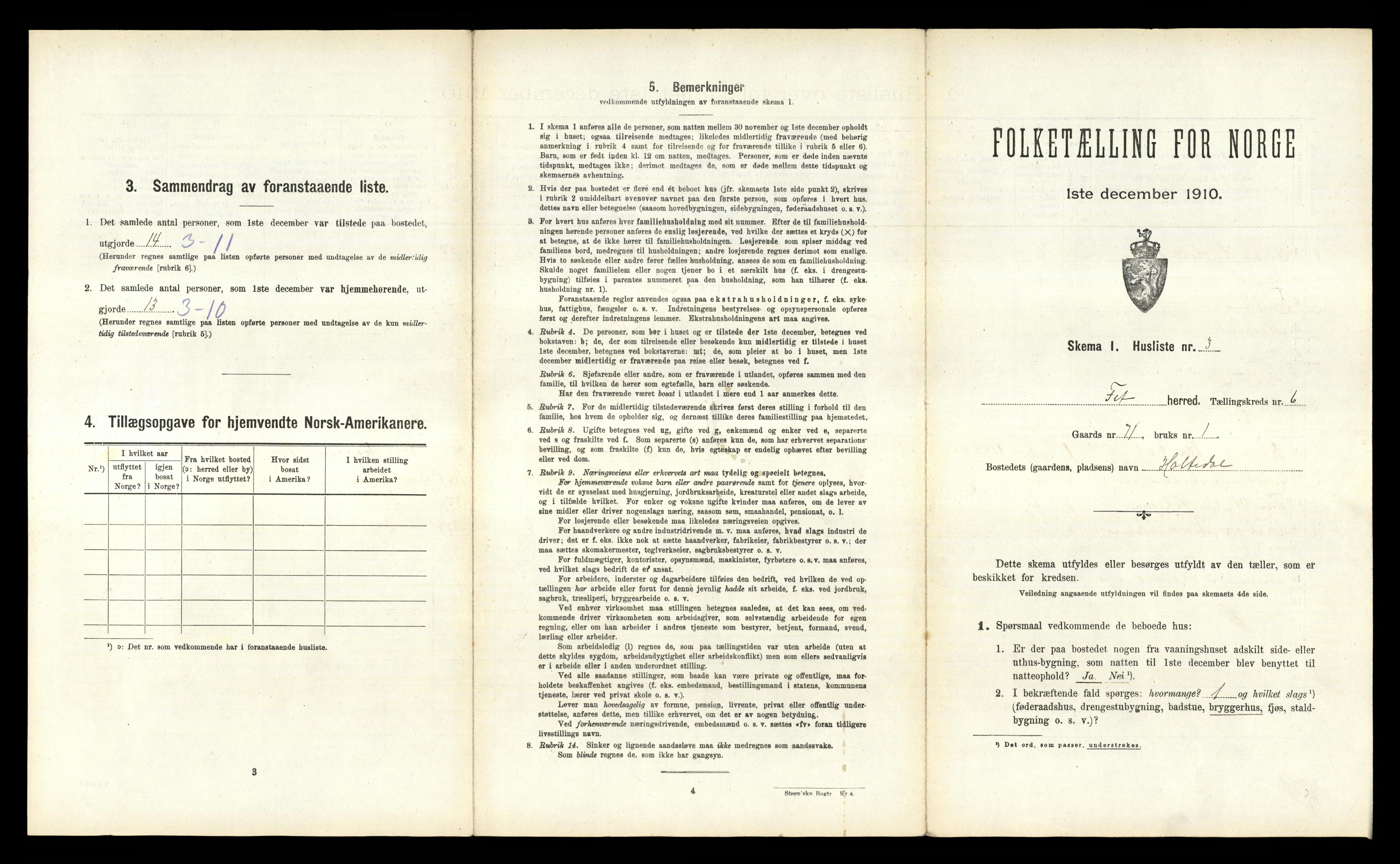 RA, 1910 census for Fet, 1910, p. 907