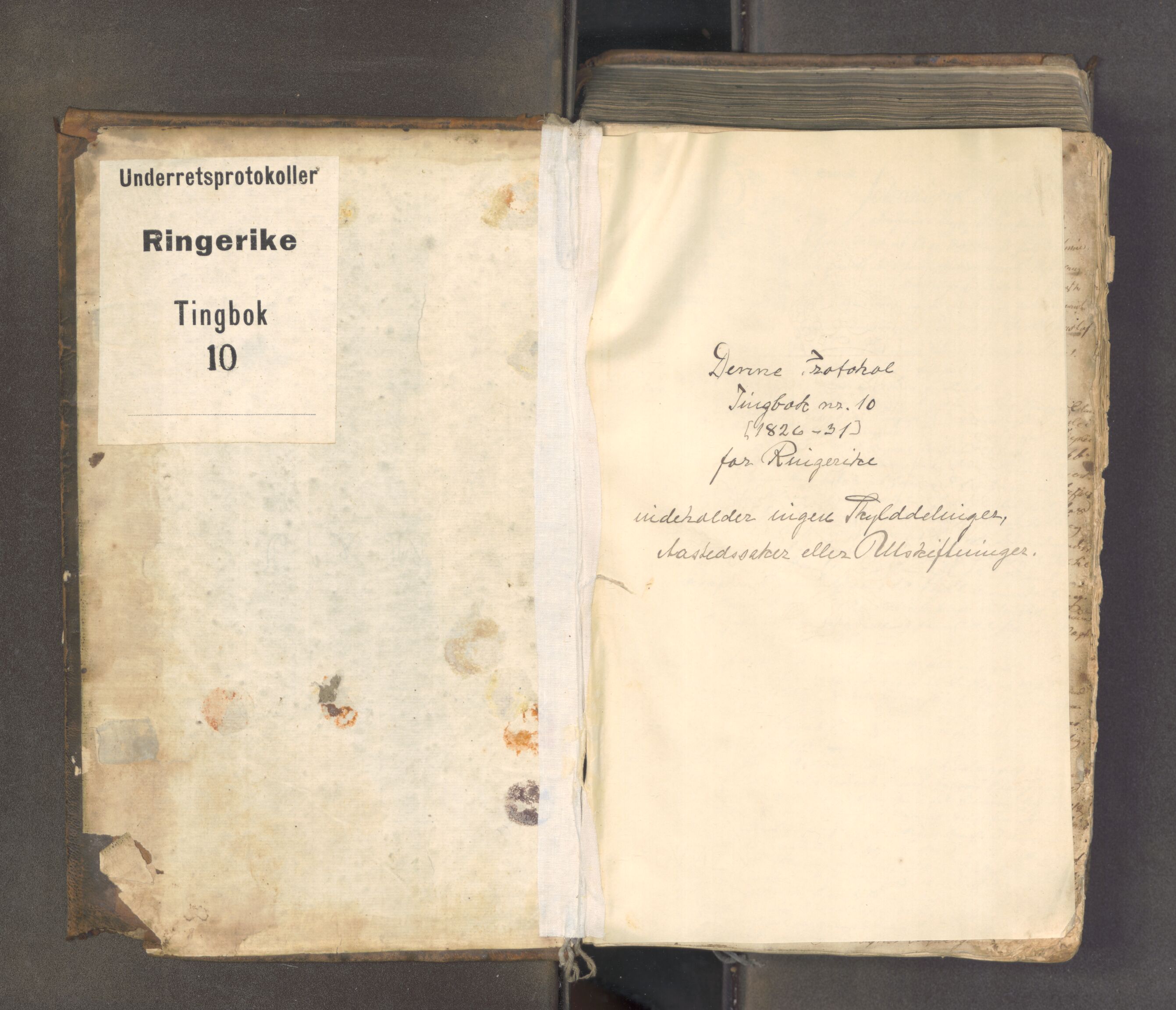 Ringerike sorenskriveri, AV/SAKO-A-105/F/Fa/Faa/L0002: Tingbok, 1826-1831