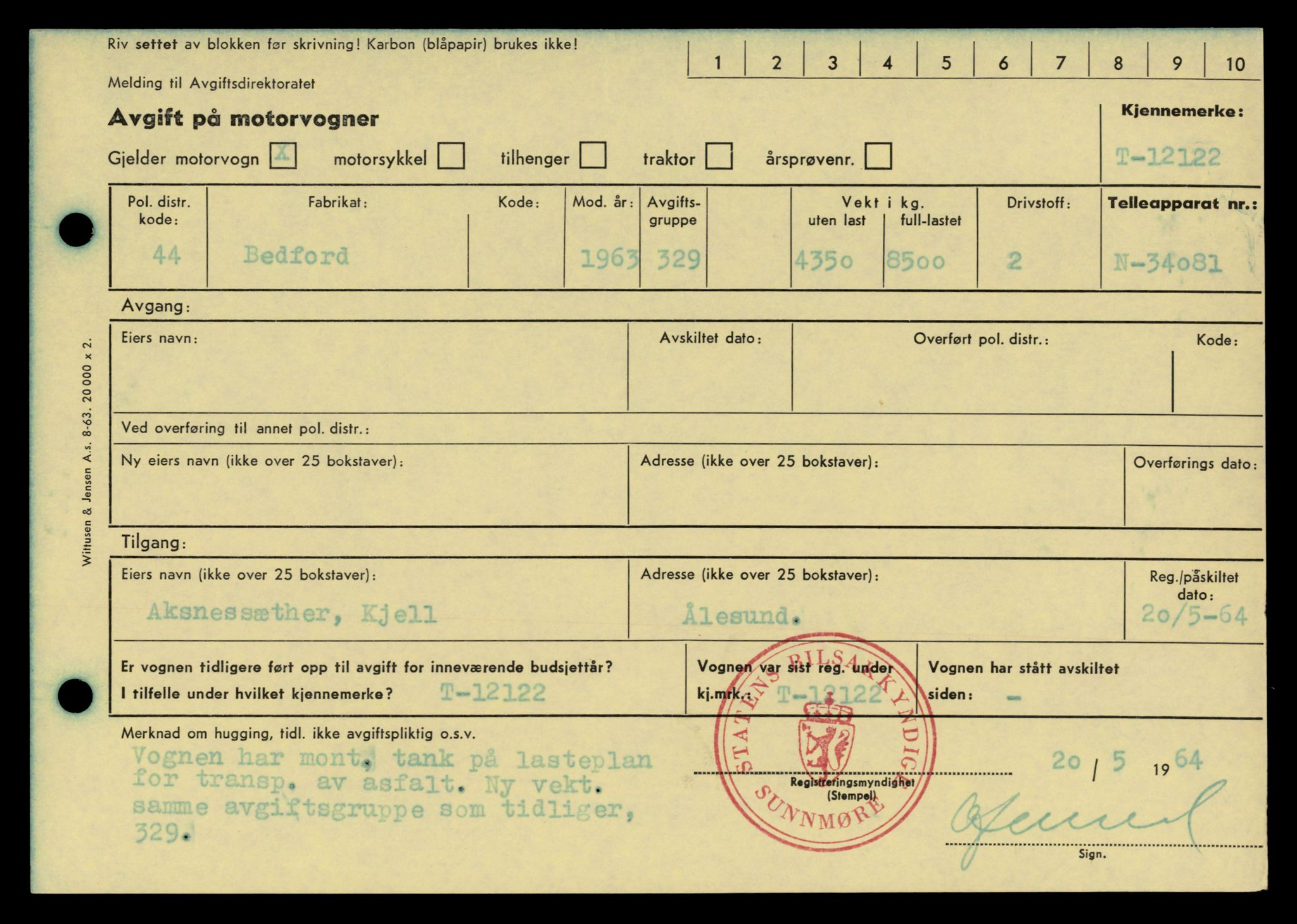 Møre og Romsdal vegkontor - Ålesund trafikkstasjon, AV/SAT-A-4099/F/Fe/L0035: Registreringskort for kjøretøy T 12653 - T 12829, 1927-1998, p. 633