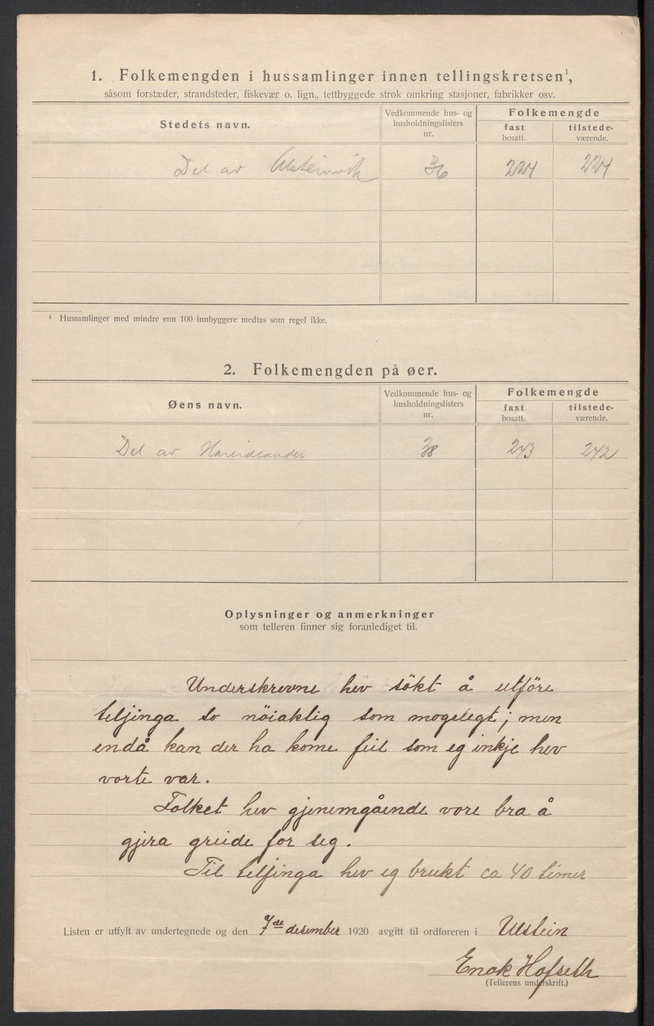 SAT, 1920 census for Ulstein, 1920, p. 25