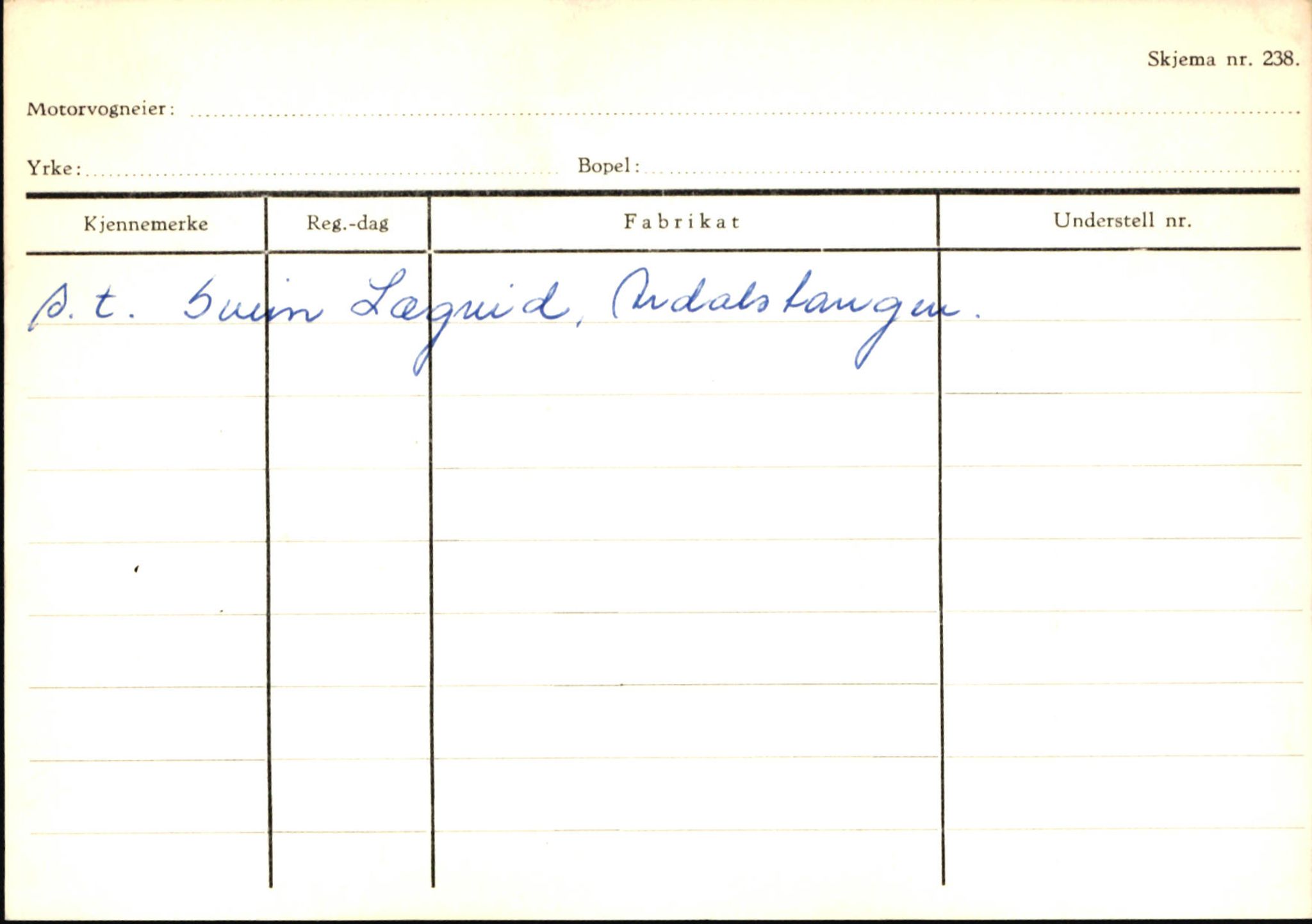 Statens vegvesen, Sogn og Fjordane vegkontor, SAB/A-5301/4/F/L0146: Registerkort Årdal R-Å samt diverse kort, 1945-1975, p. 1769