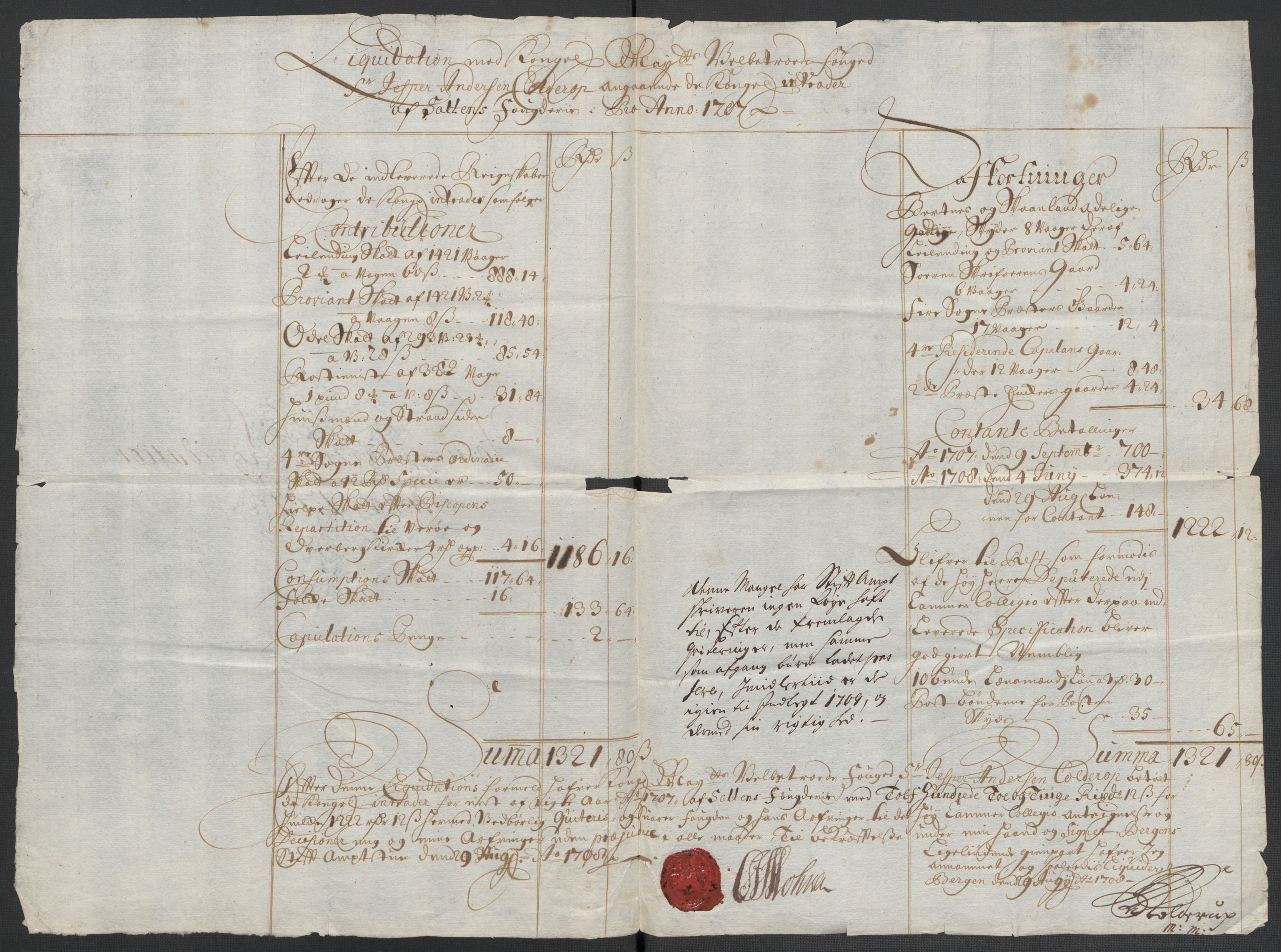 Rentekammeret inntil 1814, Reviderte regnskaper, Fogderegnskap, AV/RA-EA-4092/R66/L4581: Fogderegnskap Salten, 1707-1710, p. 12