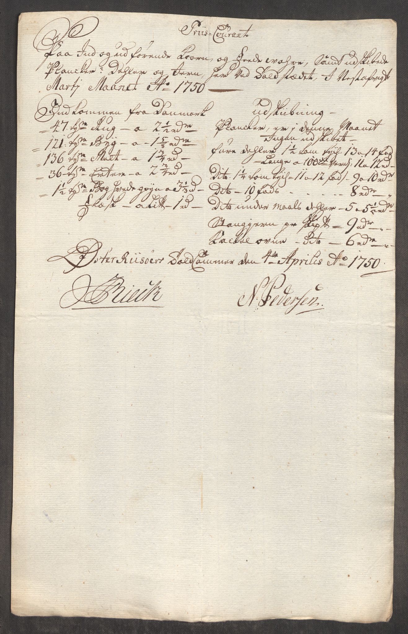 Rentekammeret inntil 1814, Realistisk ordnet avdeling, RA/EA-4070/Oe/L0004: [Ø1]: Priskuranter, 1749-1752, p. 386