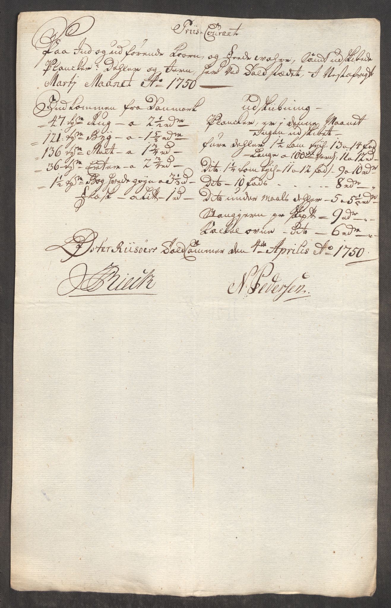 Rentekammeret inntil 1814, Realistisk ordnet avdeling, AV/RA-EA-4070/Oe/L0004: [Ø1]: Priskuranter, 1749-1752, p. 386