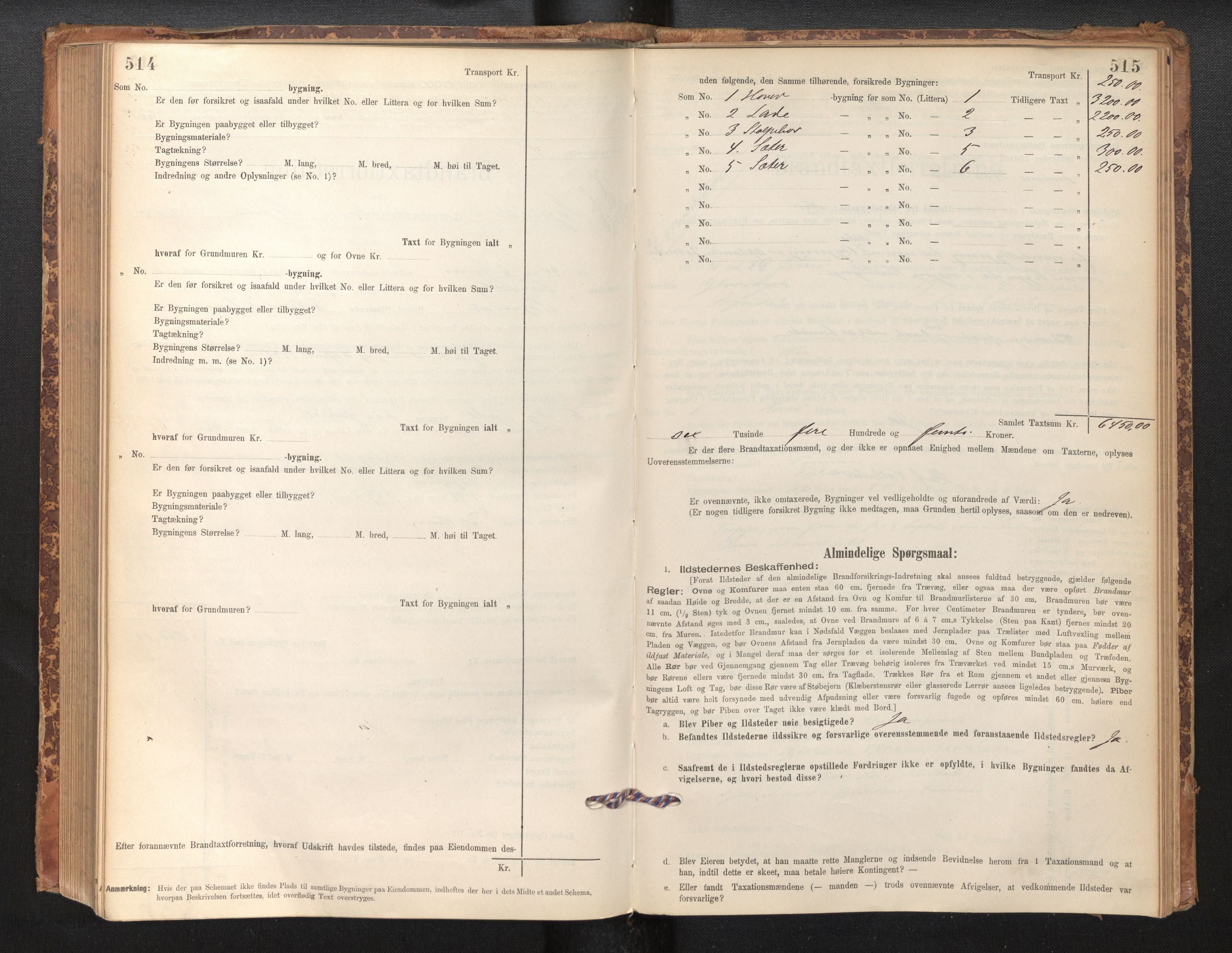 Lensmannen i Sogndal, AV/SAB-A-29901/0012/L0008: Branntakstprotokoll, skjematakst, 1895-1906, p. 514-515