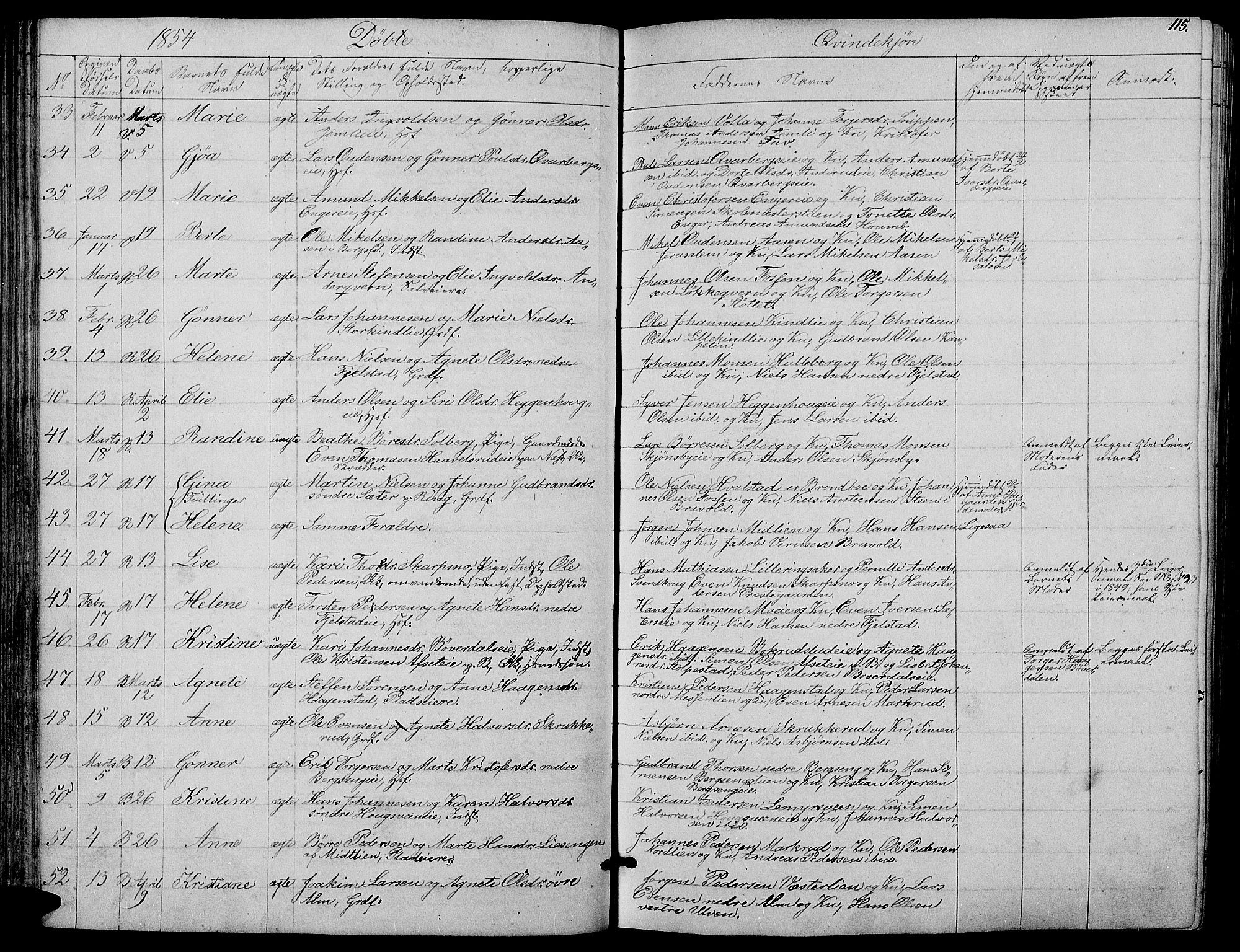 Ringsaker prestekontor, AV/SAH-PREST-014/L/La/L0006: Parish register (copy) no. 6, 1851-1860, p. 115