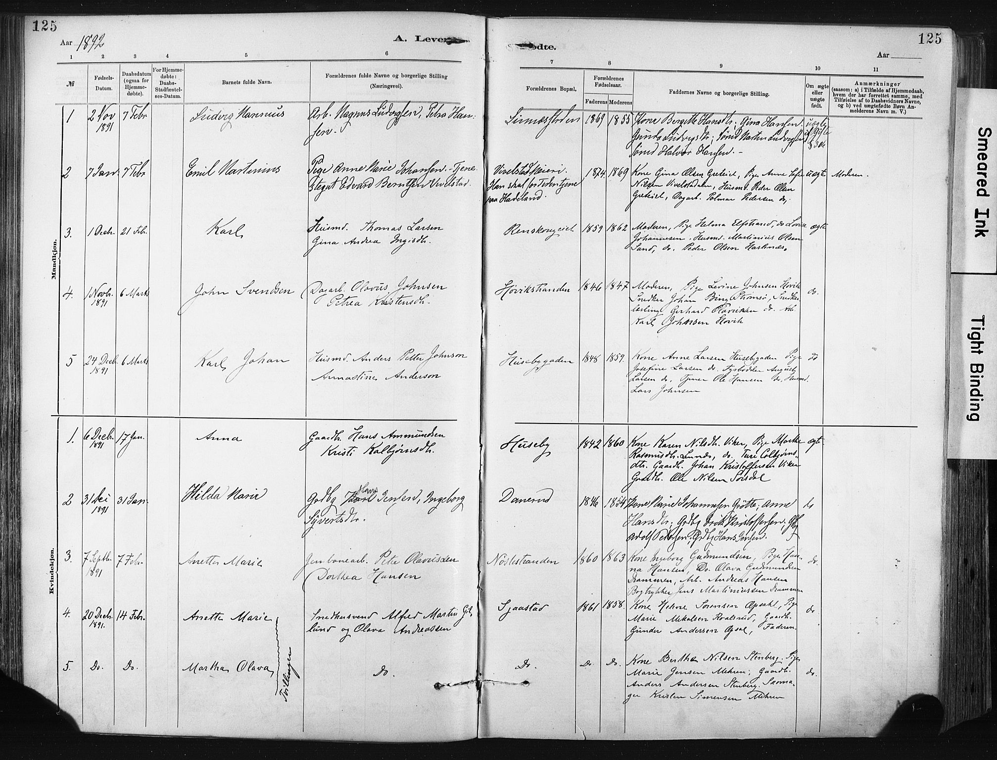 Lier kirkebøker, SAKO/A-230/F/Fa/L0015: Parish register (official) no. I 15, 1883-1894, p. 125