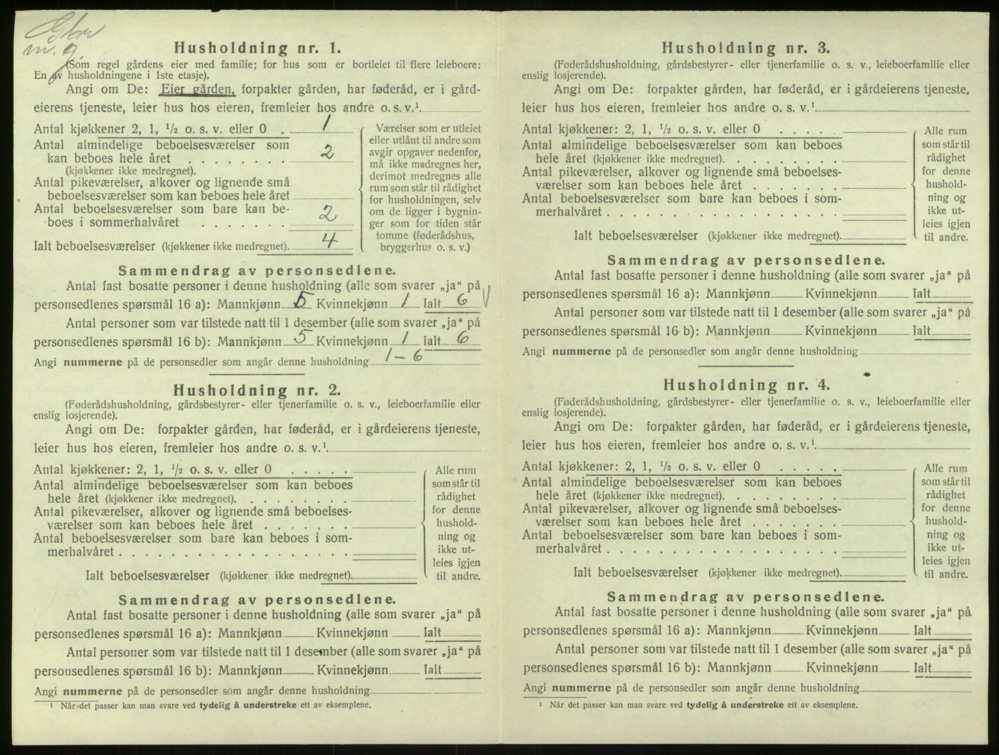 SAB, 1920 census for Hosanger, 1920, p. 195