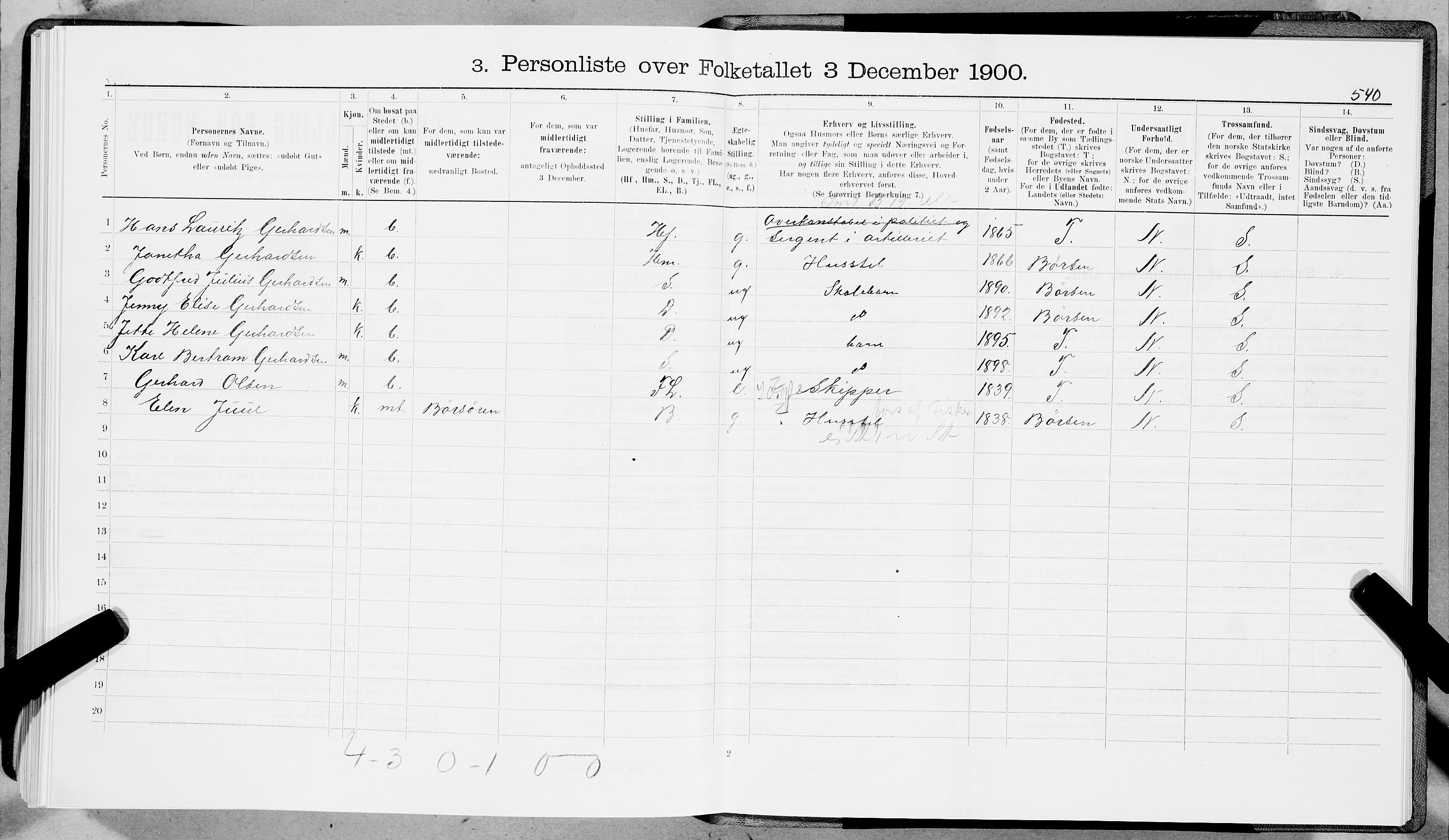 SAT, 1900 census for Trondheim, 1900, p. 12313
