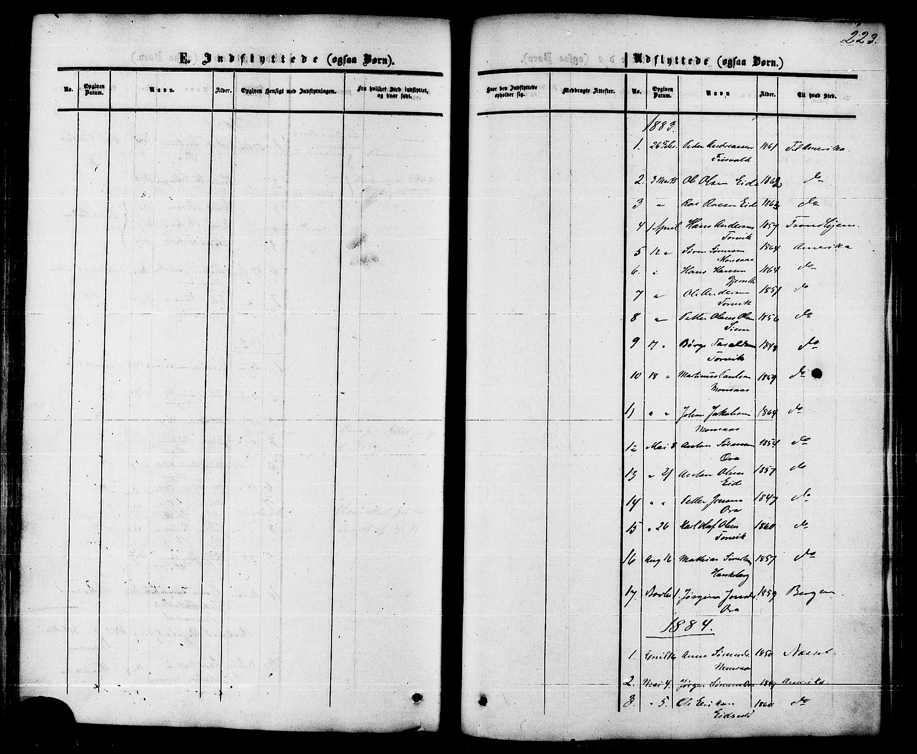 Ministerialprotokoller, klokkerbøker og fødselsregistre - Møre og Romsdal, AV/SAT-A-1454/542/L0552: Parish register (official) no. 542A02, 1854-1884, p. 223