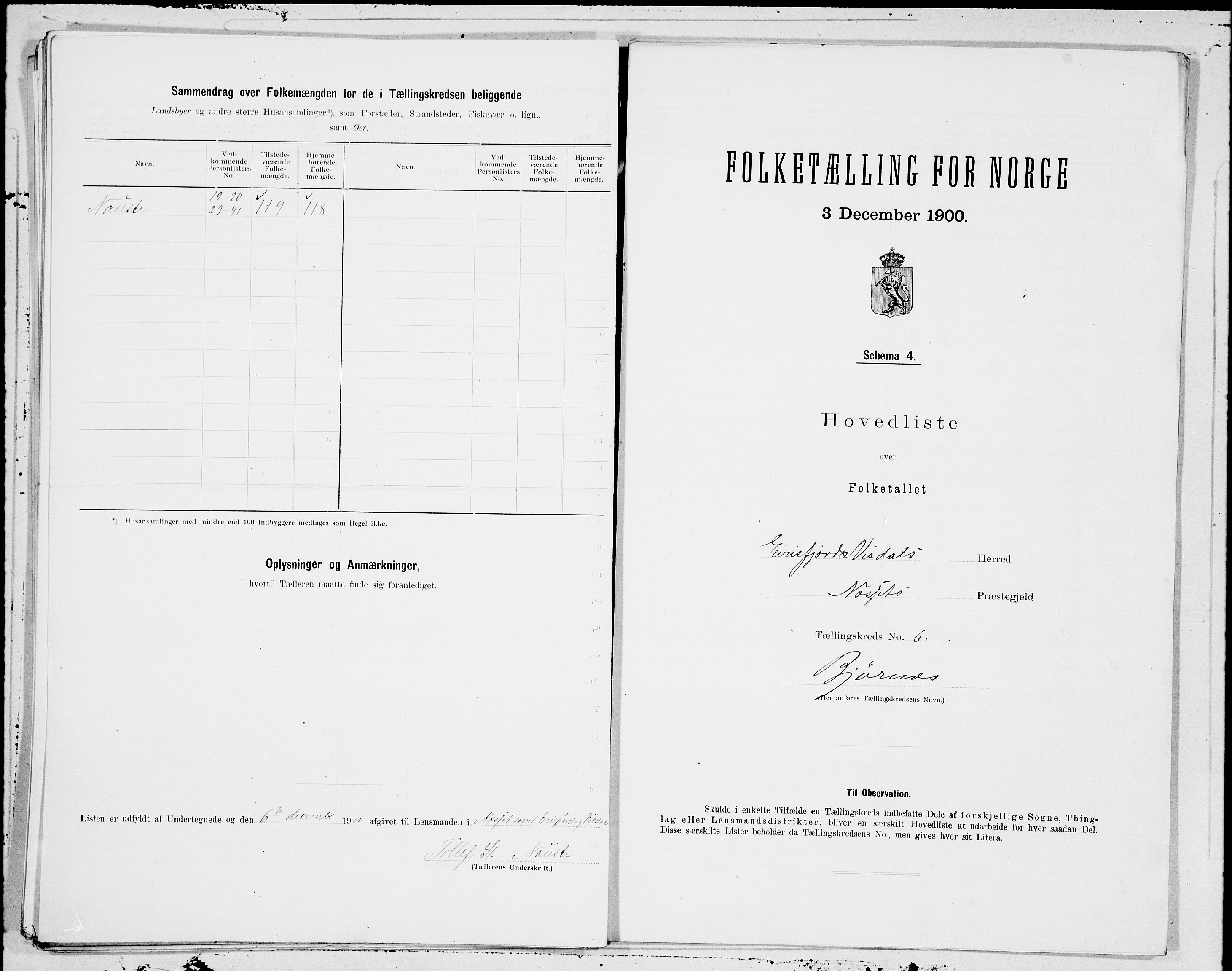 SAT, 1900 census for Eresfjord og Vistdal, 1900, p. 12