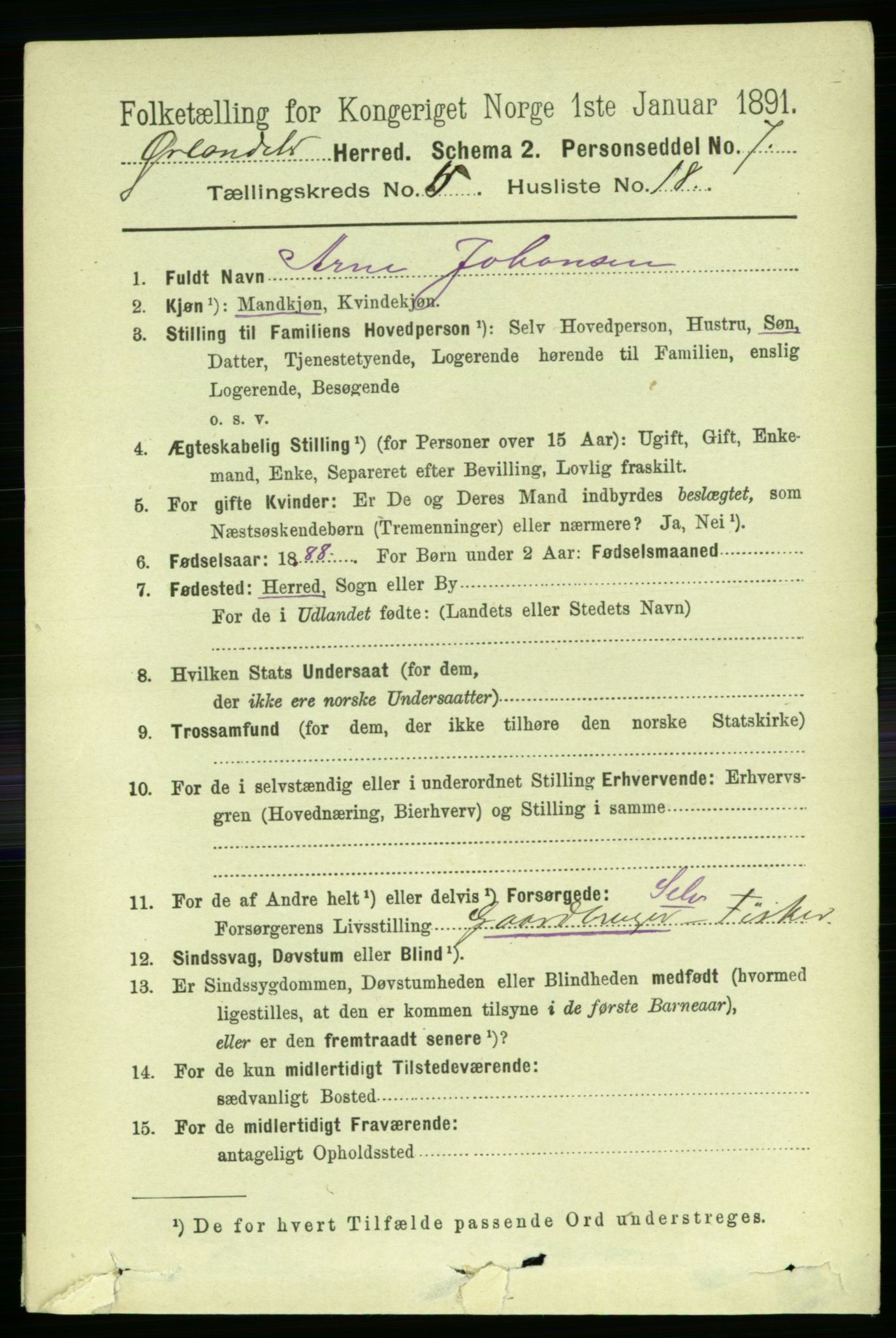 RA, 1891 census for 1621 Ørland, 1891, p. 1754