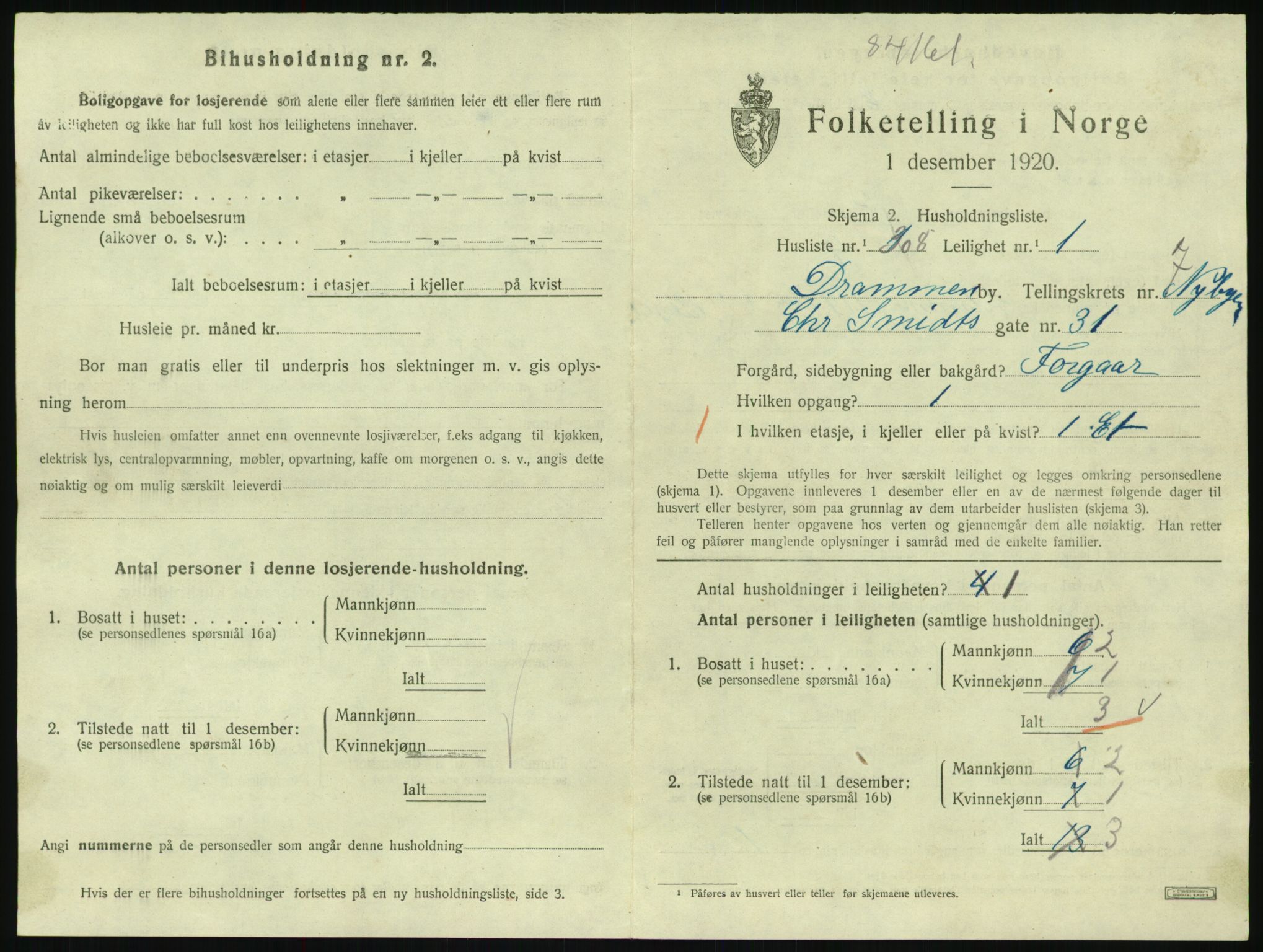 SAKO, 1920 census for Drammen, 1920, p. 13939