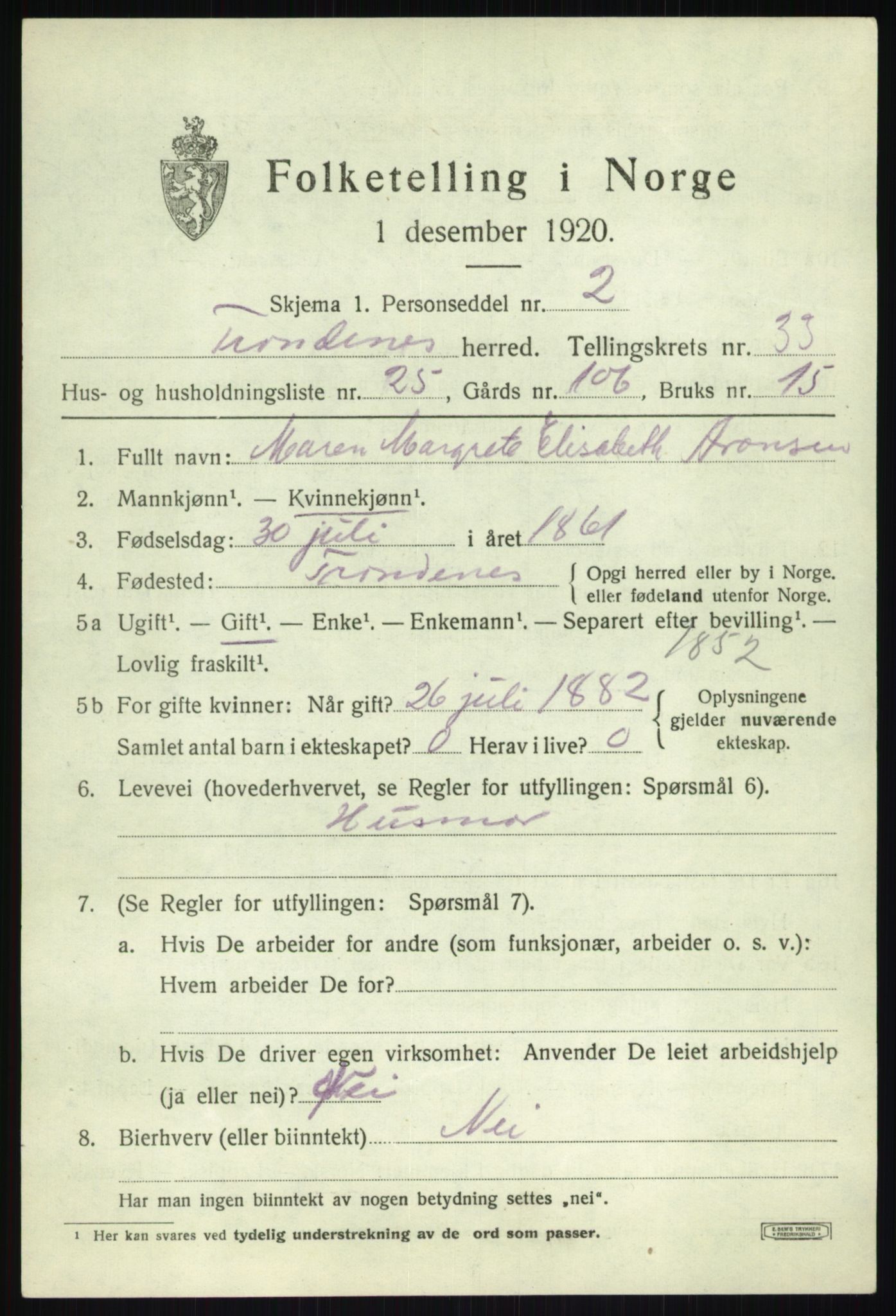 SATØ, 1920 census for Trondenes, 1920, p. 22701