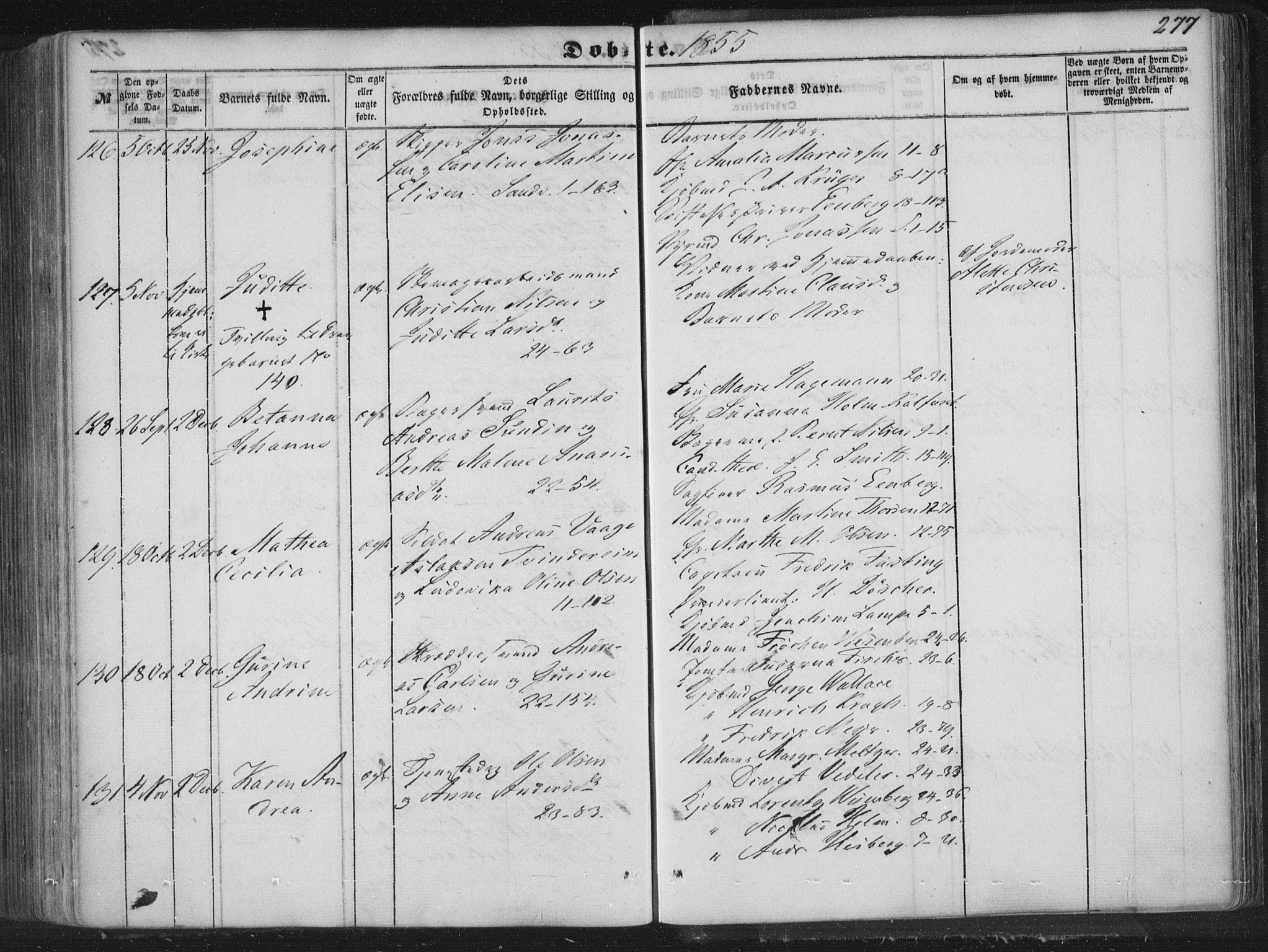 Korskirken sokneprestembete, SAB/A-76101/H/Haa/L0017: Parish register (official) no. B 3, 1851-1857, p. 277