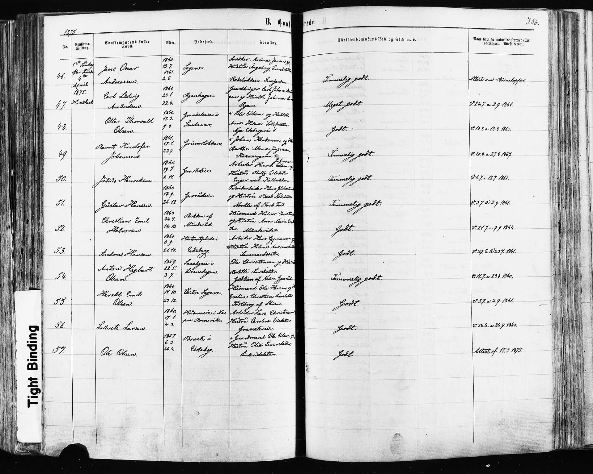 Østre Aker prestekontor Kirkebøker, AV/SAO-A-10840/F/Fa/L0003: Parish register (official) no. I 3, 1869-1875, p. 356