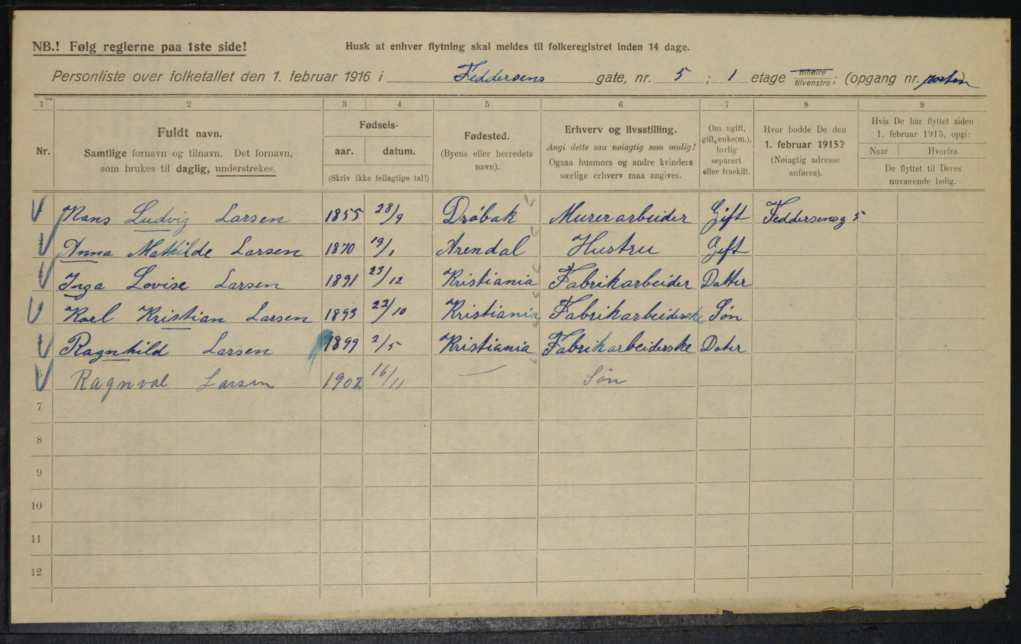 OBA, Municipal Census 1916 for Kristiania, 1916, p. 24448