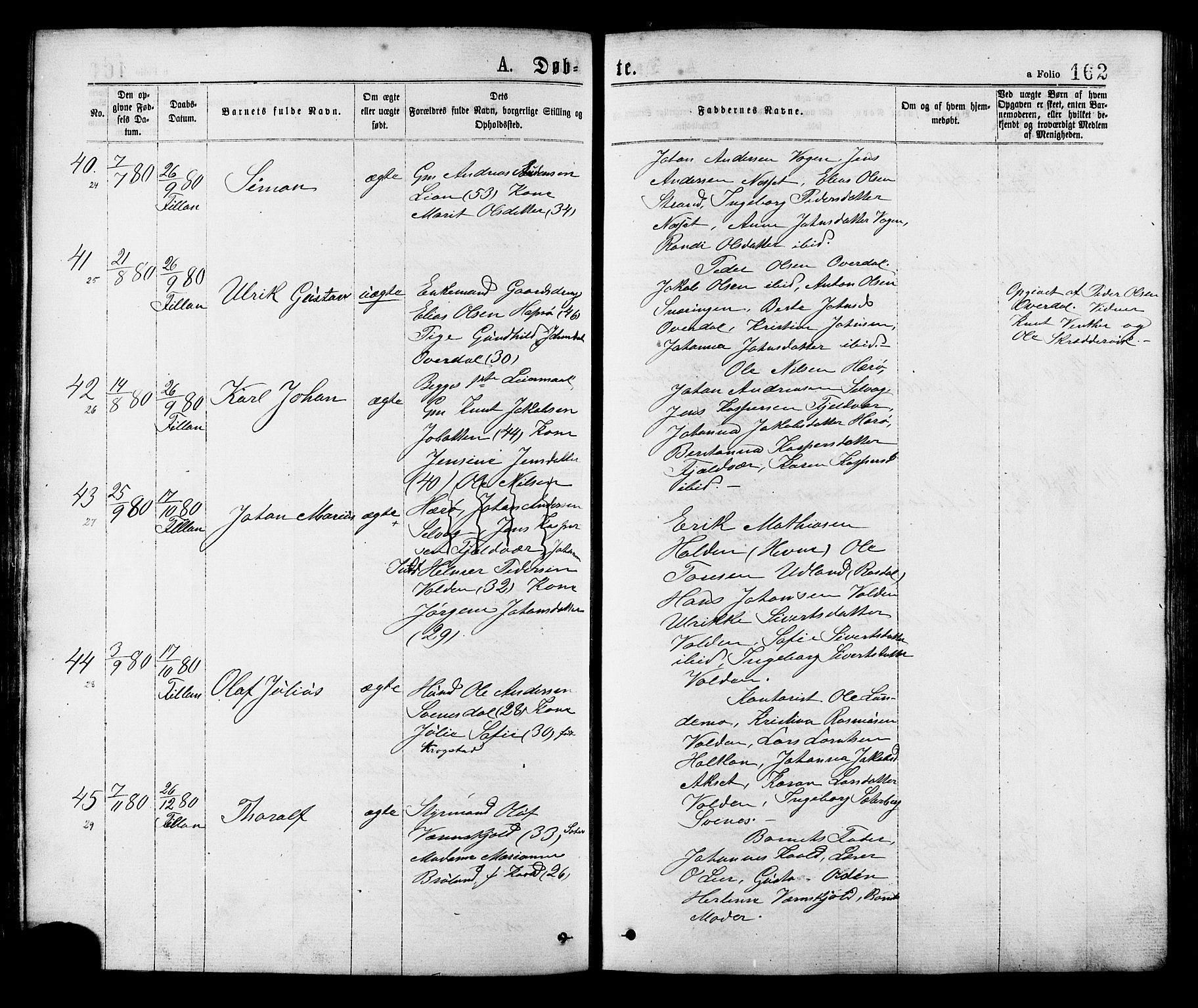 Ministerialprotokoller, klokkerbøker og fødselsregistre - Sør-Trøndelag, SAT/A-1456/634/L0532: Parish register (official) no. 634A08, 1871-1881, p. 162