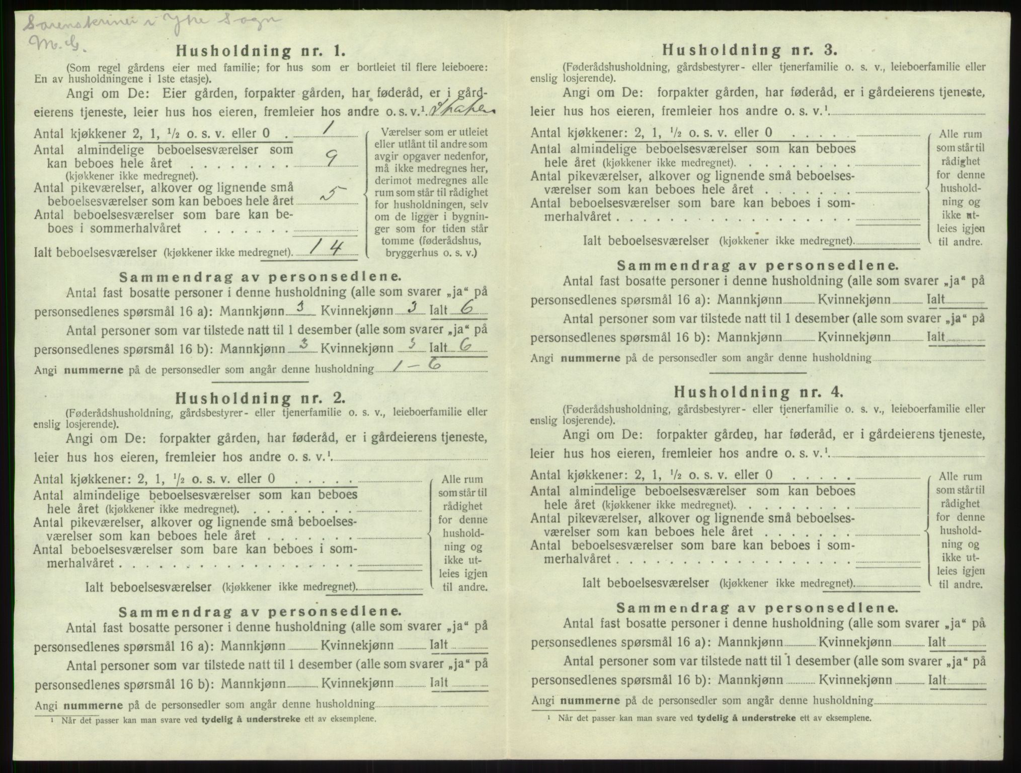 SAB, 1920 census for Leikanger, 1920, p. 274