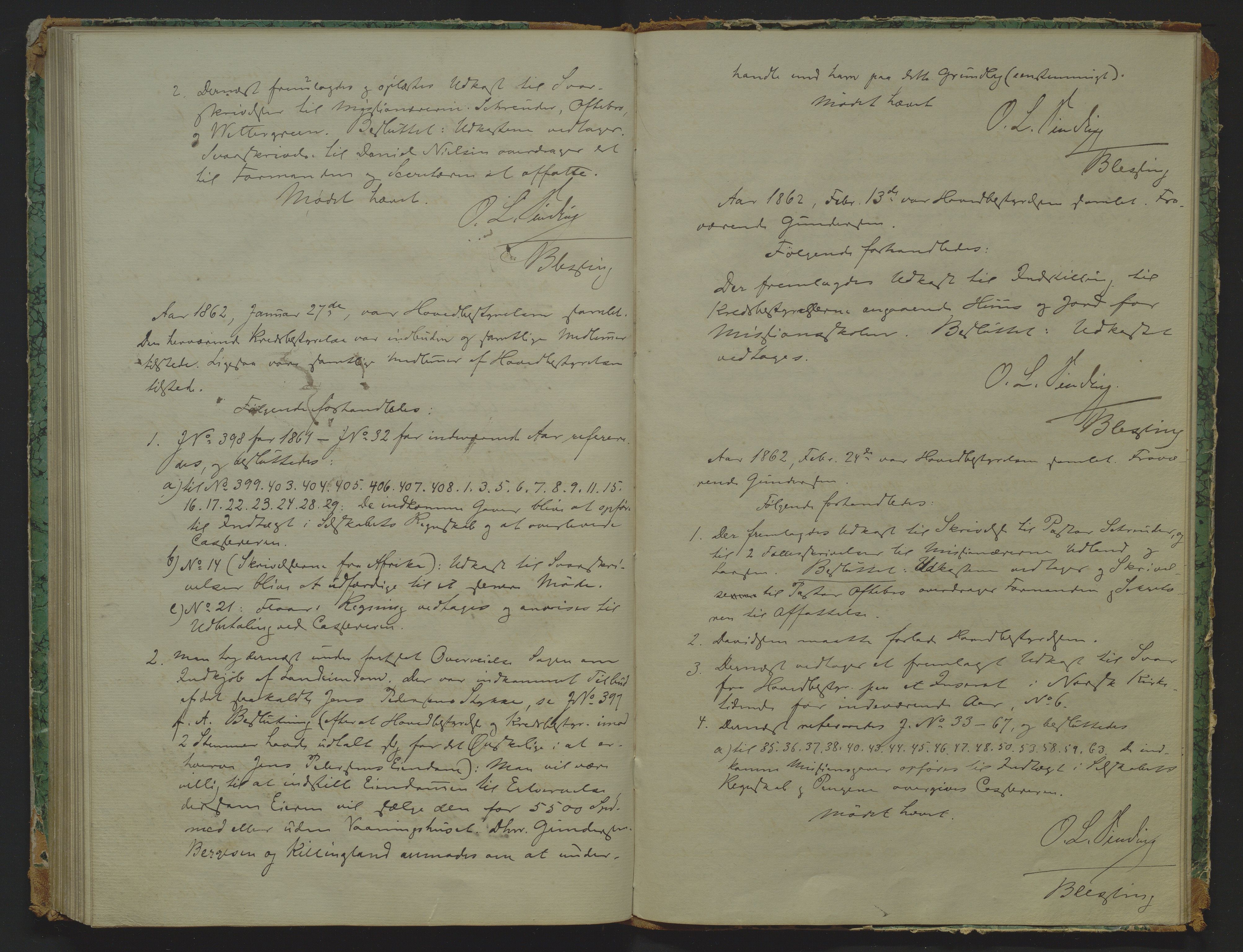 Det Norske Misjonsselskap - hovedadministrasjonen, VID/MA-A-1045/D/Da/Daa/L0007: Styreprotokoll nr. II, 19. november 1853 - 26. juni 1862, 1853-1862