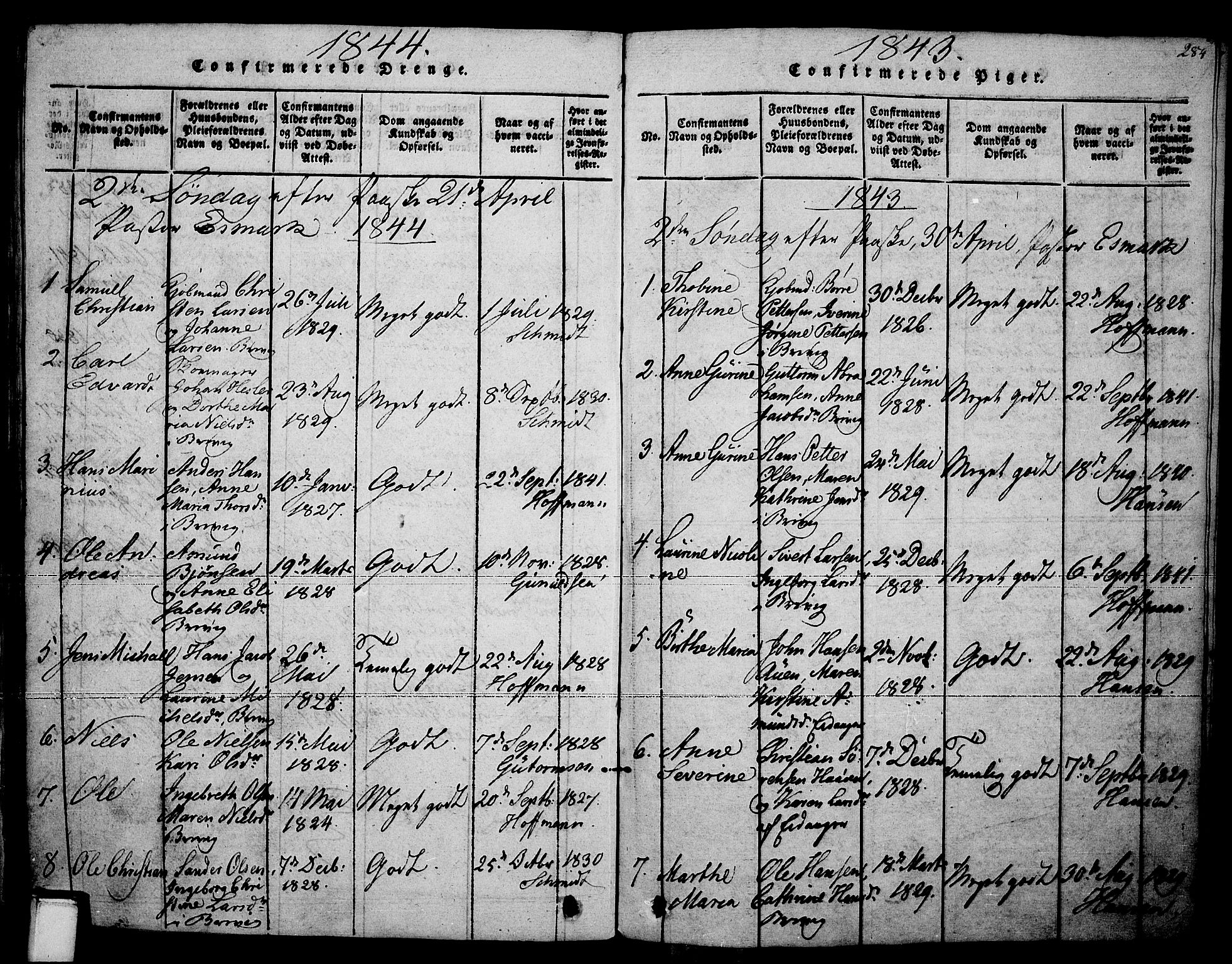Brevik kirkebøker, SAKO/A-255/F/Fa/L0004: Parish register (official) no. 4, 1814-1846, p. 284