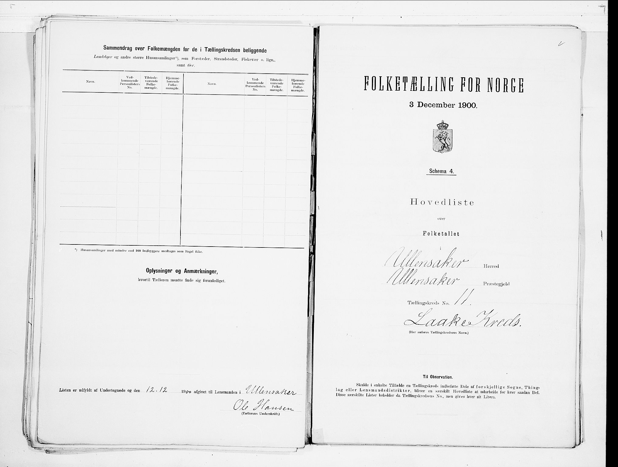 SAO, 1900 census for Ullensaker, 1900, p. 26