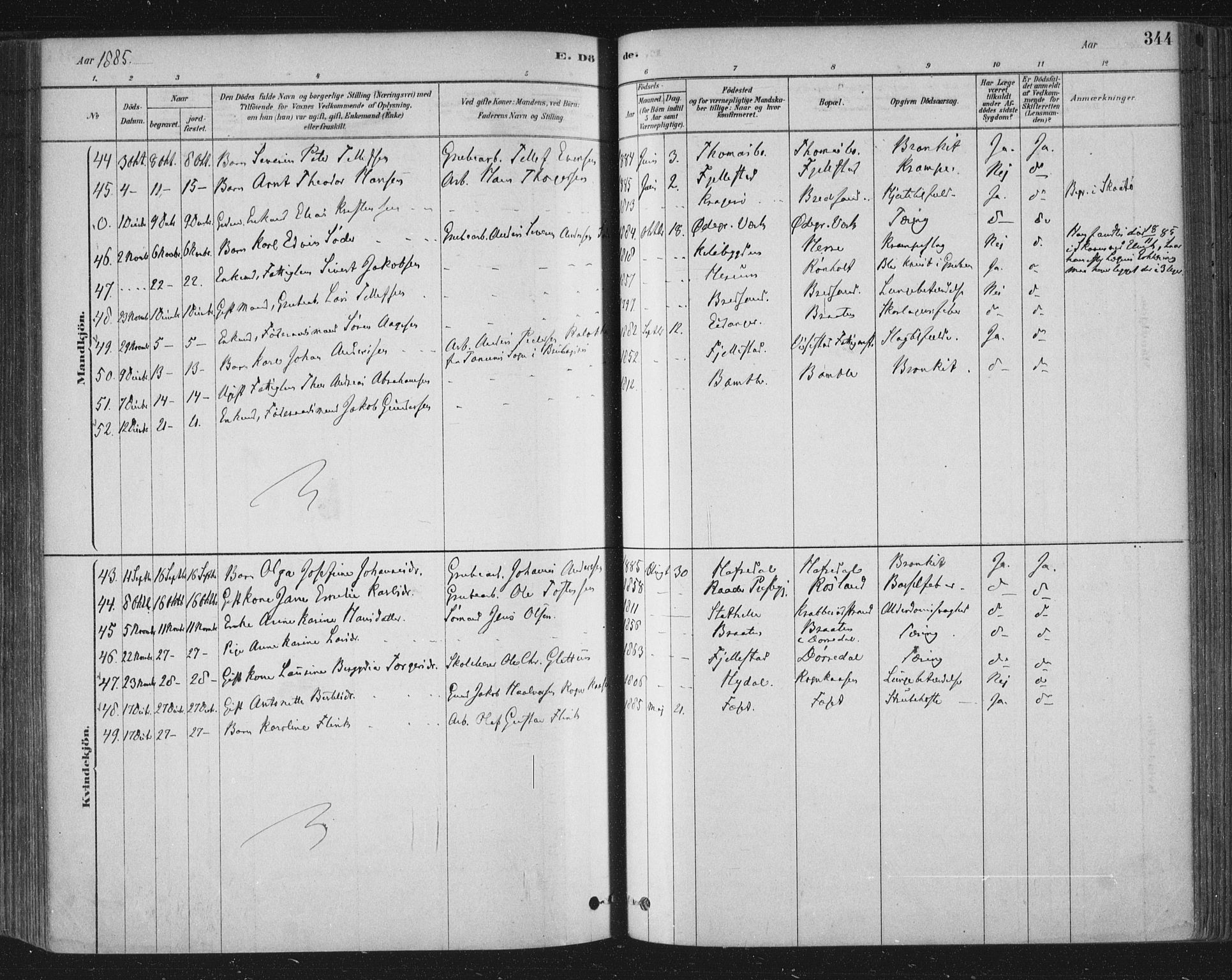 Bamble kirkebøker, SAKO/A-253/F/Fa/L0007: Parish register (official) no. I 7, 1878-1888, p. 344