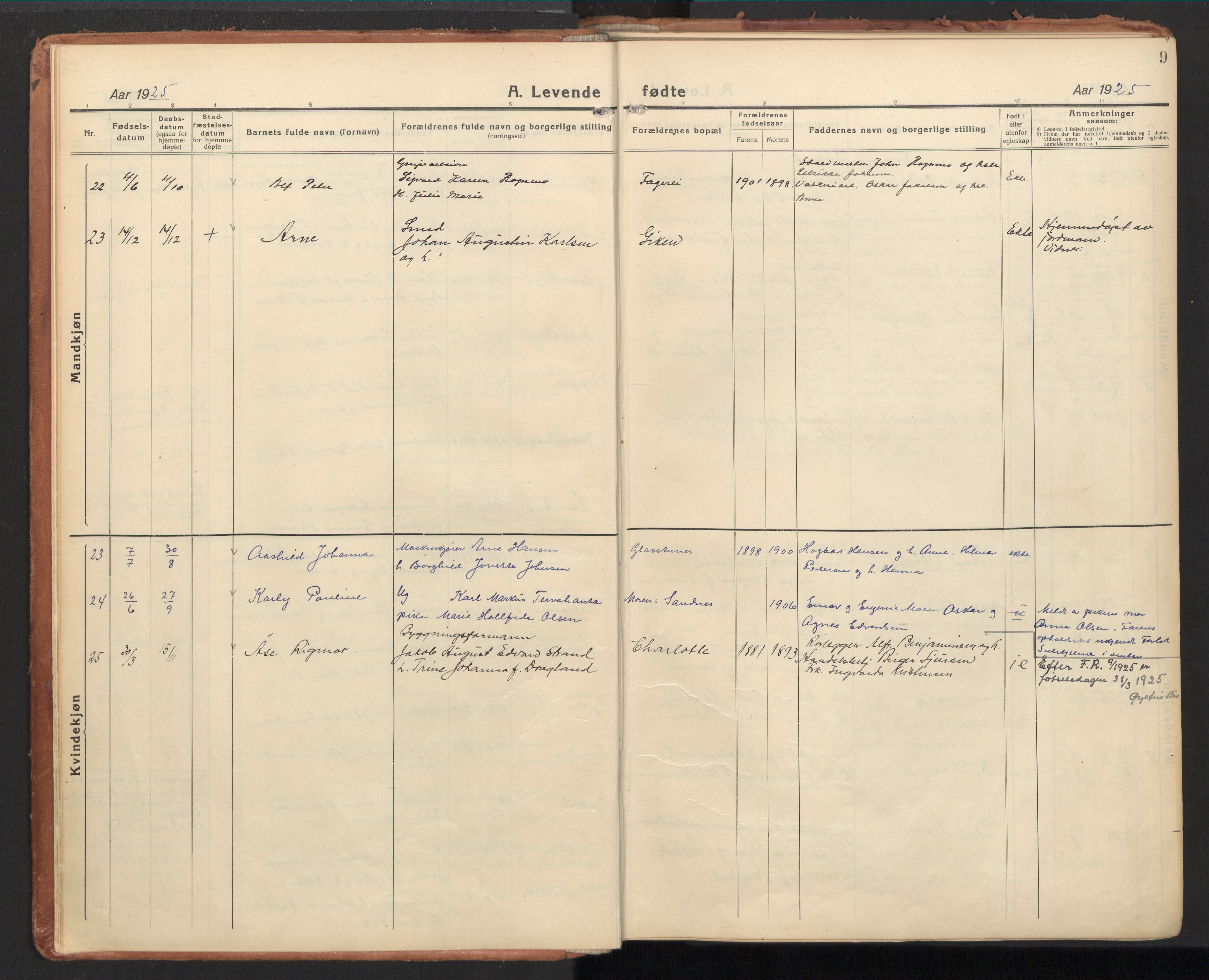 Ministerialprotokoller, klokkerbøker og fødselsregistre - Nordland, AV/SAT-A-1459/850/L0716: Curate's parish register no. 850B06, 1924-1938, p. 9