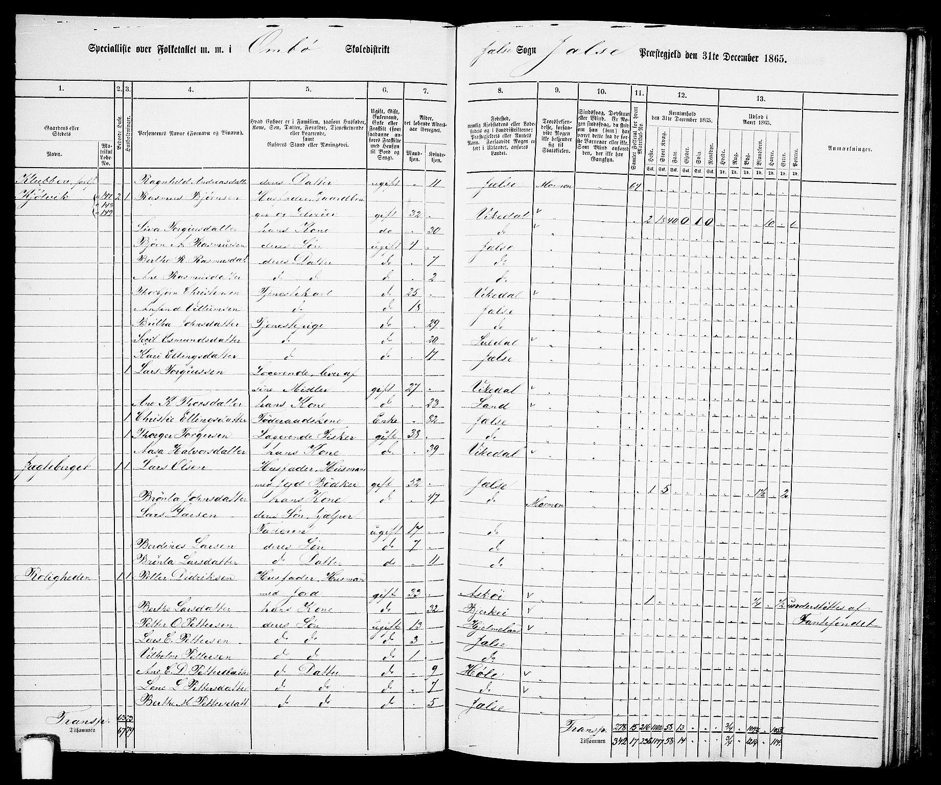 RA, 1865 census for Jelsa, 1865, p. 78