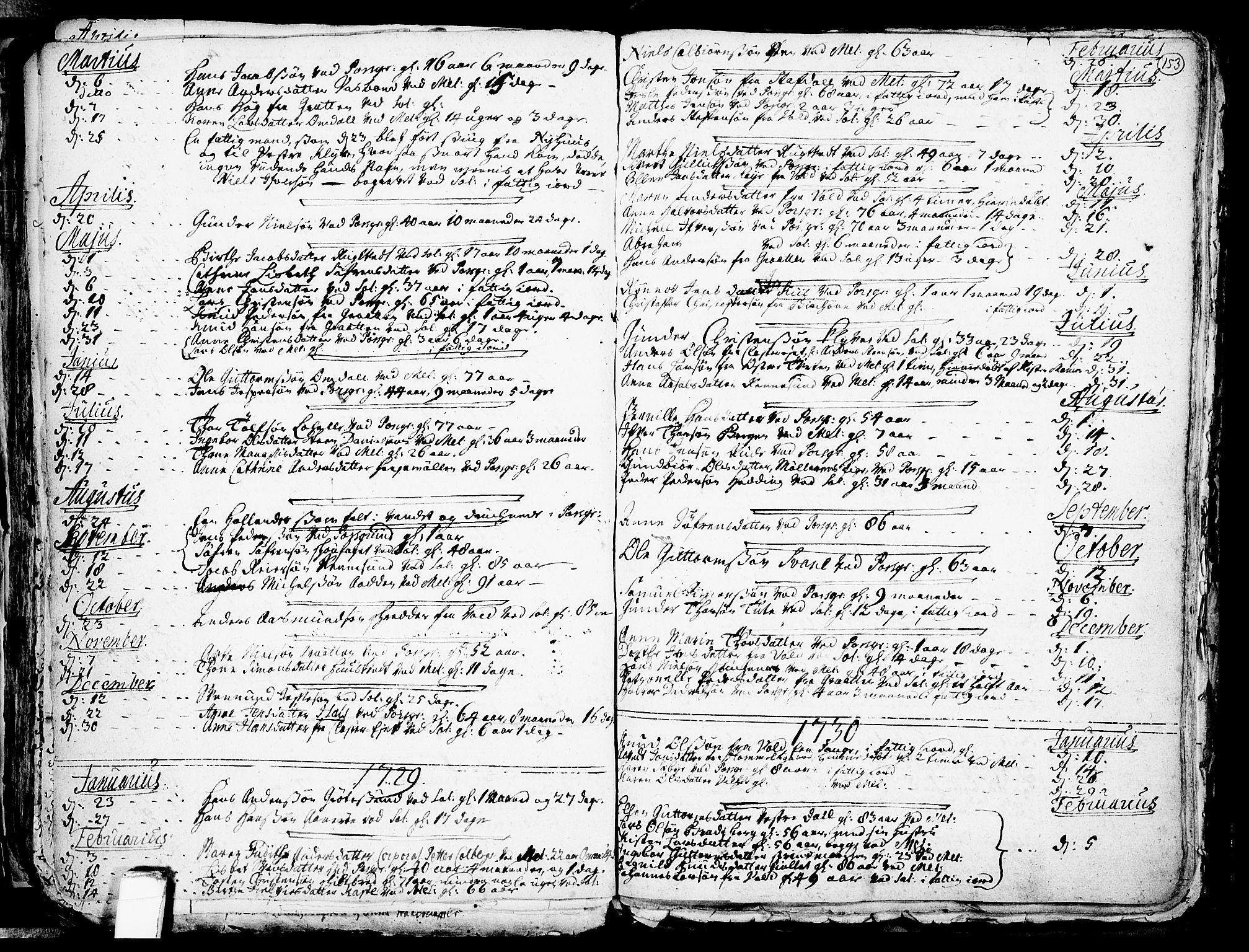 Solum kirkebøker, SAKO/A-306/F/Fa/L0002: Parish register (official) no. I 2, 1713-1761, p. 153